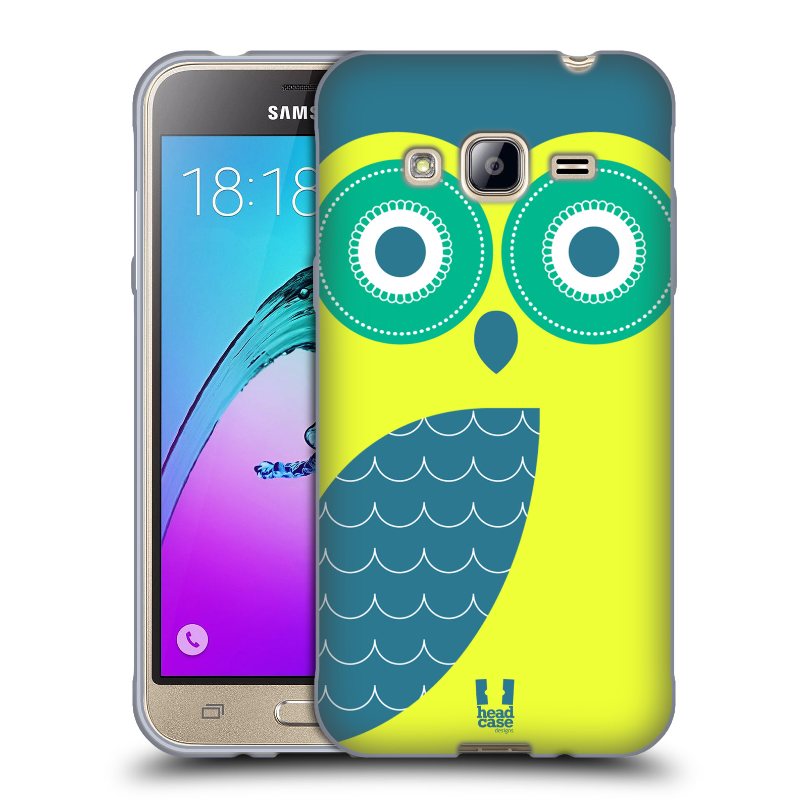 HEAD CASE silikonový obal na mobil Samsung Galaxy J3, J3 2016 vzor roztomilá sovička barevná modrá a žlutá