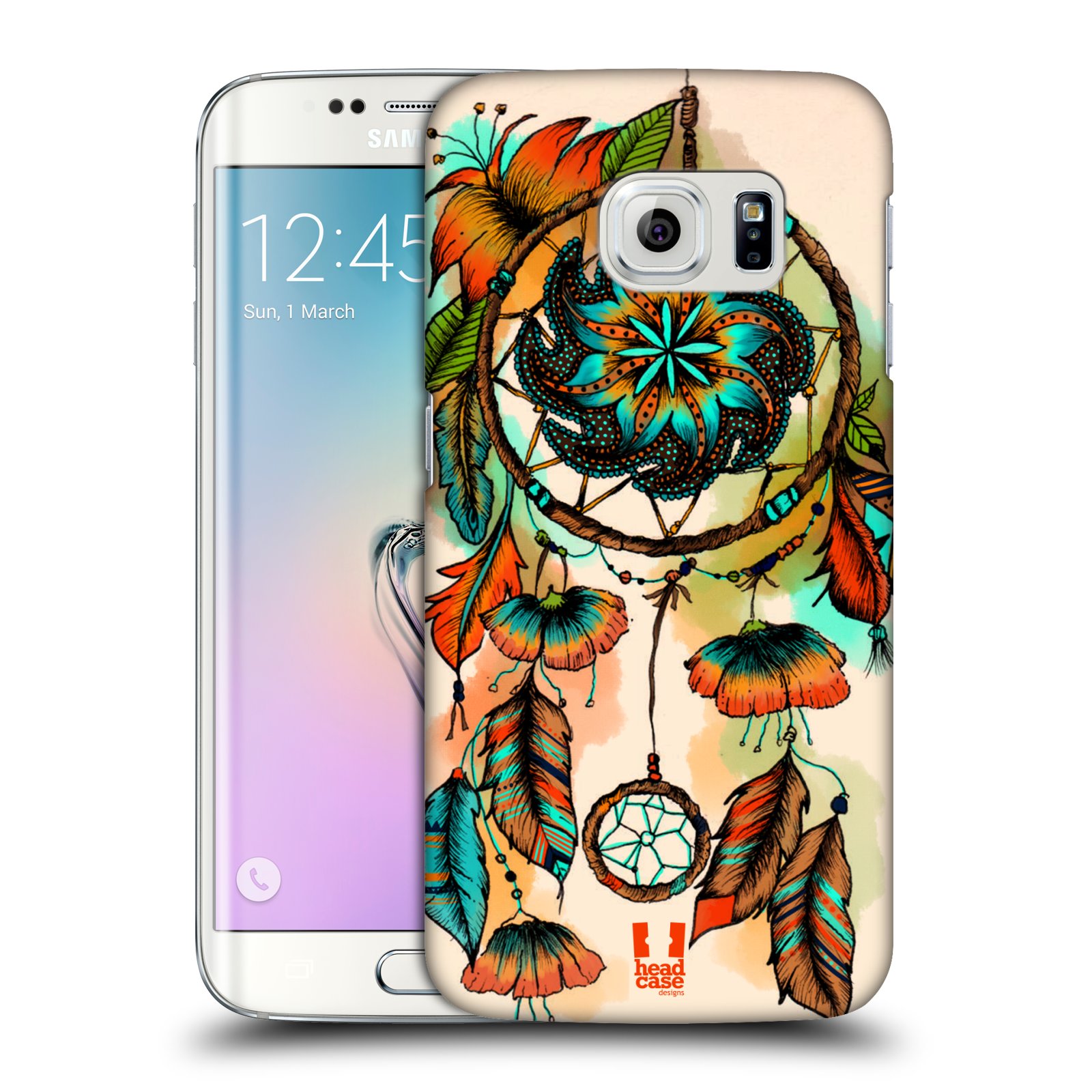 HEAD CASE plastový obal na mobil SAMSUNG Galaxy S6 EDGE (G9250, G925, G925F) vzor Květy lapač snů merňka oranžová