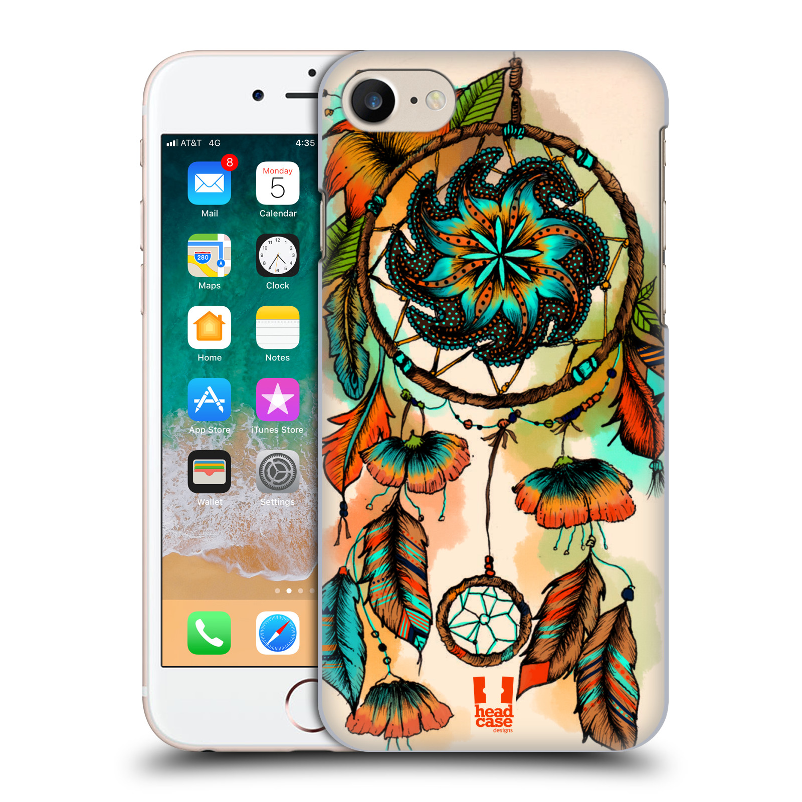 Plastové pouzdro pro mobil Apple Iphone 7/8/SE 2020 vzor Květy lapač snů merňka oranžová