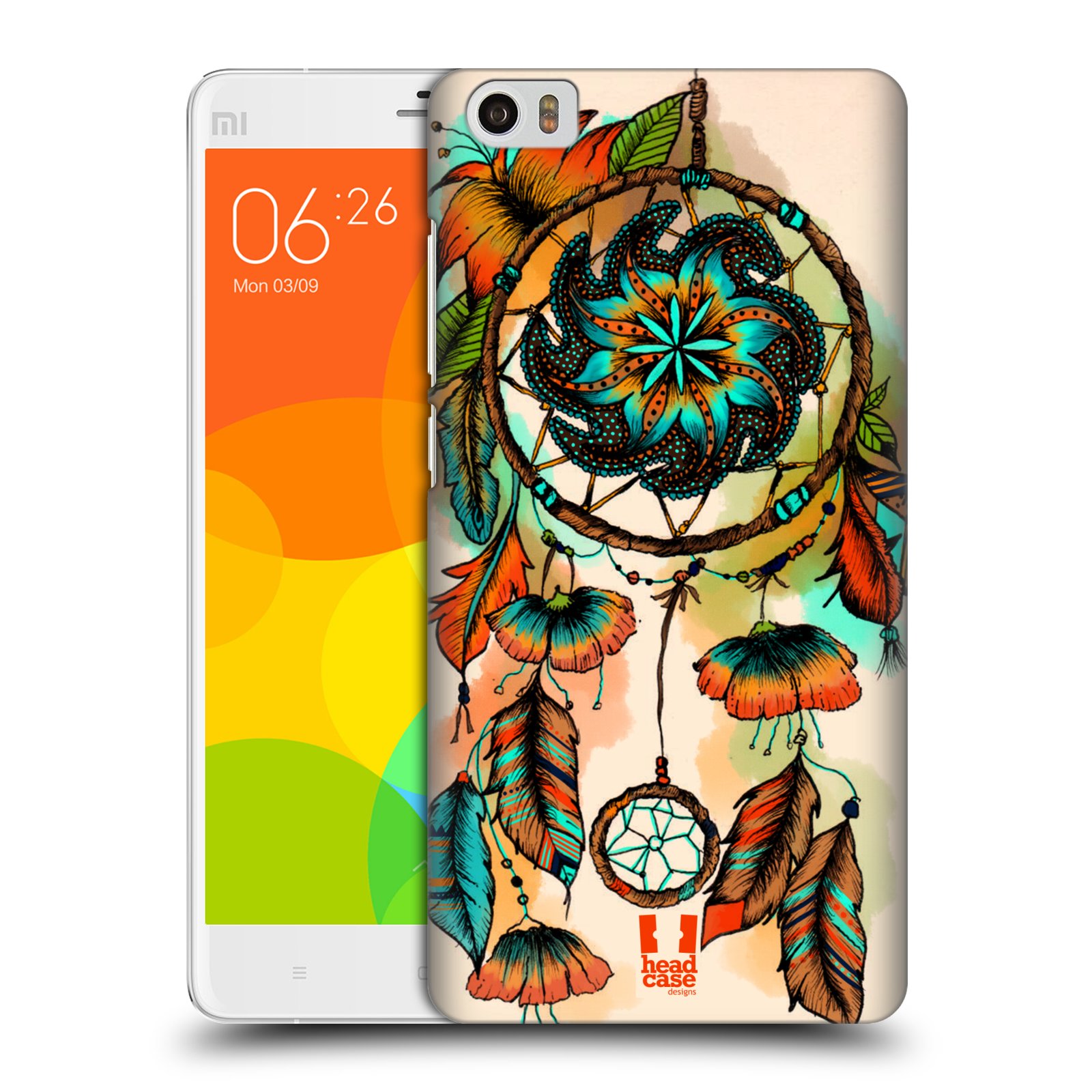 HEAD CASE pevný plastový obal na mobil XIAOMI Mi Note vzor Květy lapač snů merňka oranžová