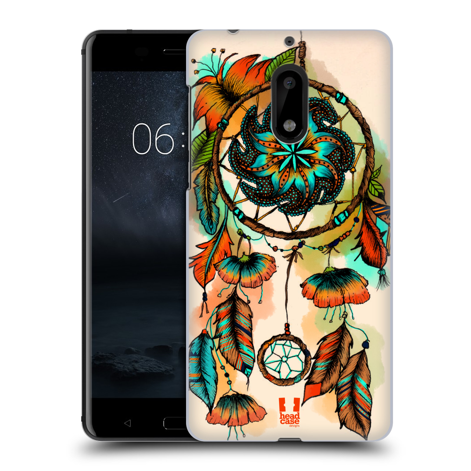 HEAD CASE plastový obal na mobil Nokia 6 vzor Květy lapač snů merňka oranžová