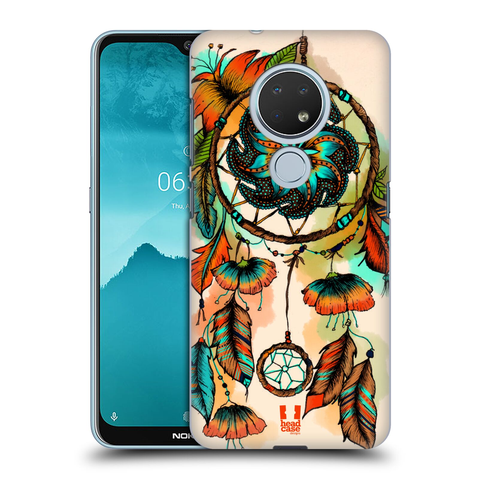 Pouzdro na mobil Nokia 6.2 - HEAD CASE - vzor Květy lapač snů merňka oranžová