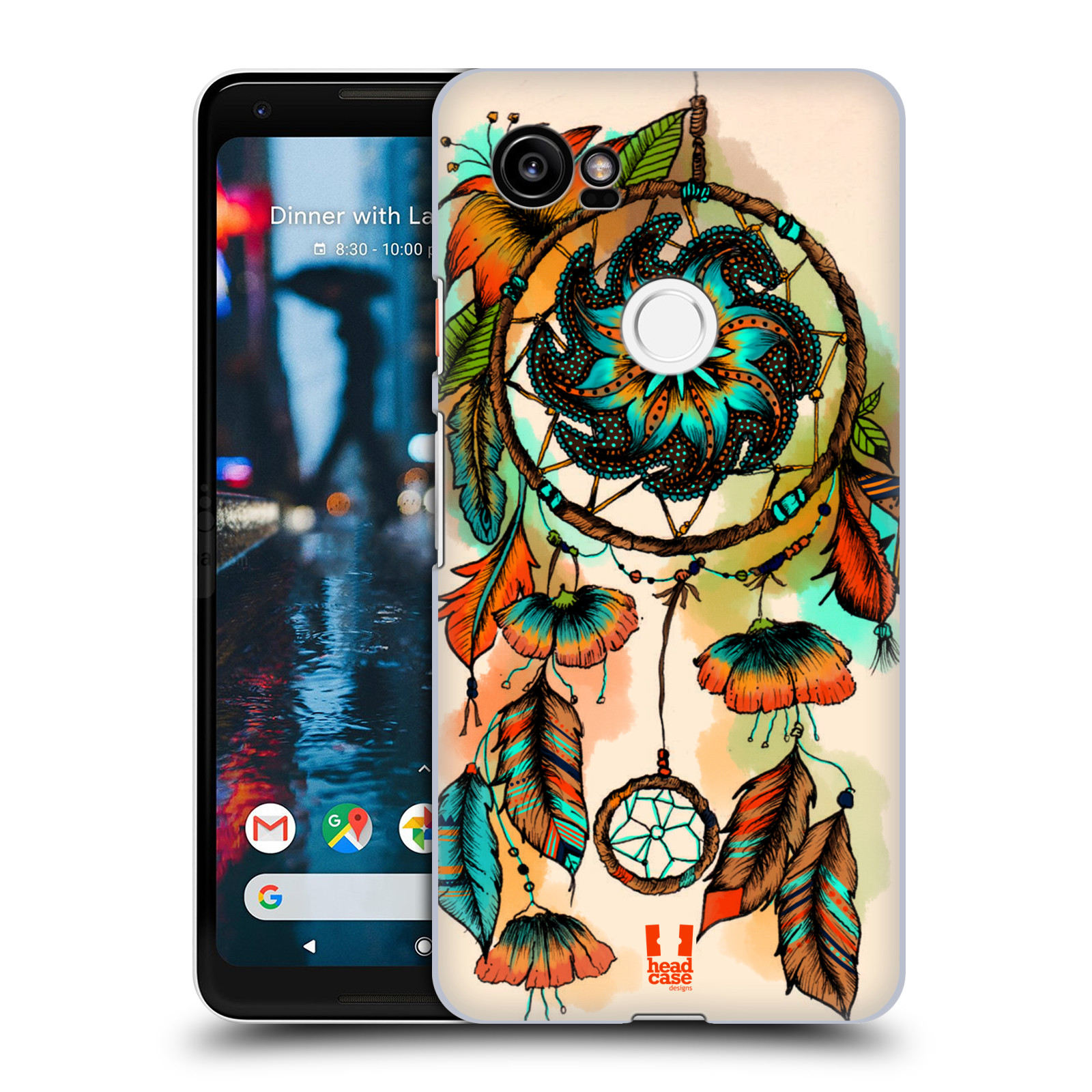 HEAD CASE plastový obal na mobil Google Pixel 2 XL vzor Květy lapač snů merňka oranžová