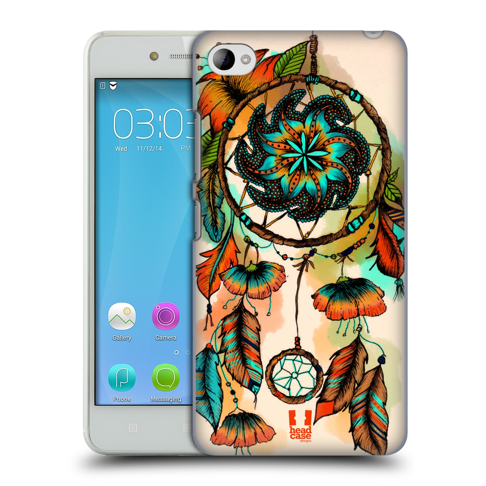 HEAD CASE pevný plastový obal na mobil LENOVO S90 vzor Květy lapač snů merňka oranžová