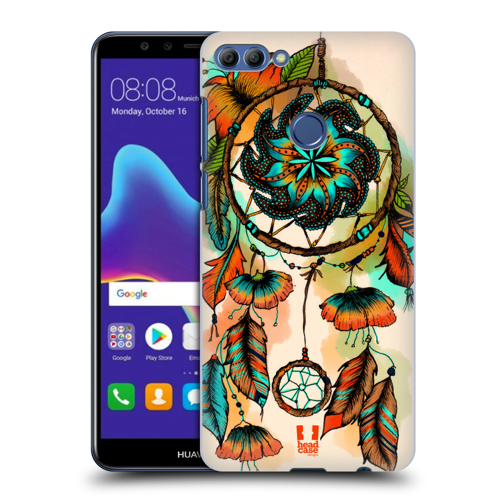 HEAD CASE plastový obal na mobil Huawei Y9 2018 vzor Květy lapač snů merňka oranžová