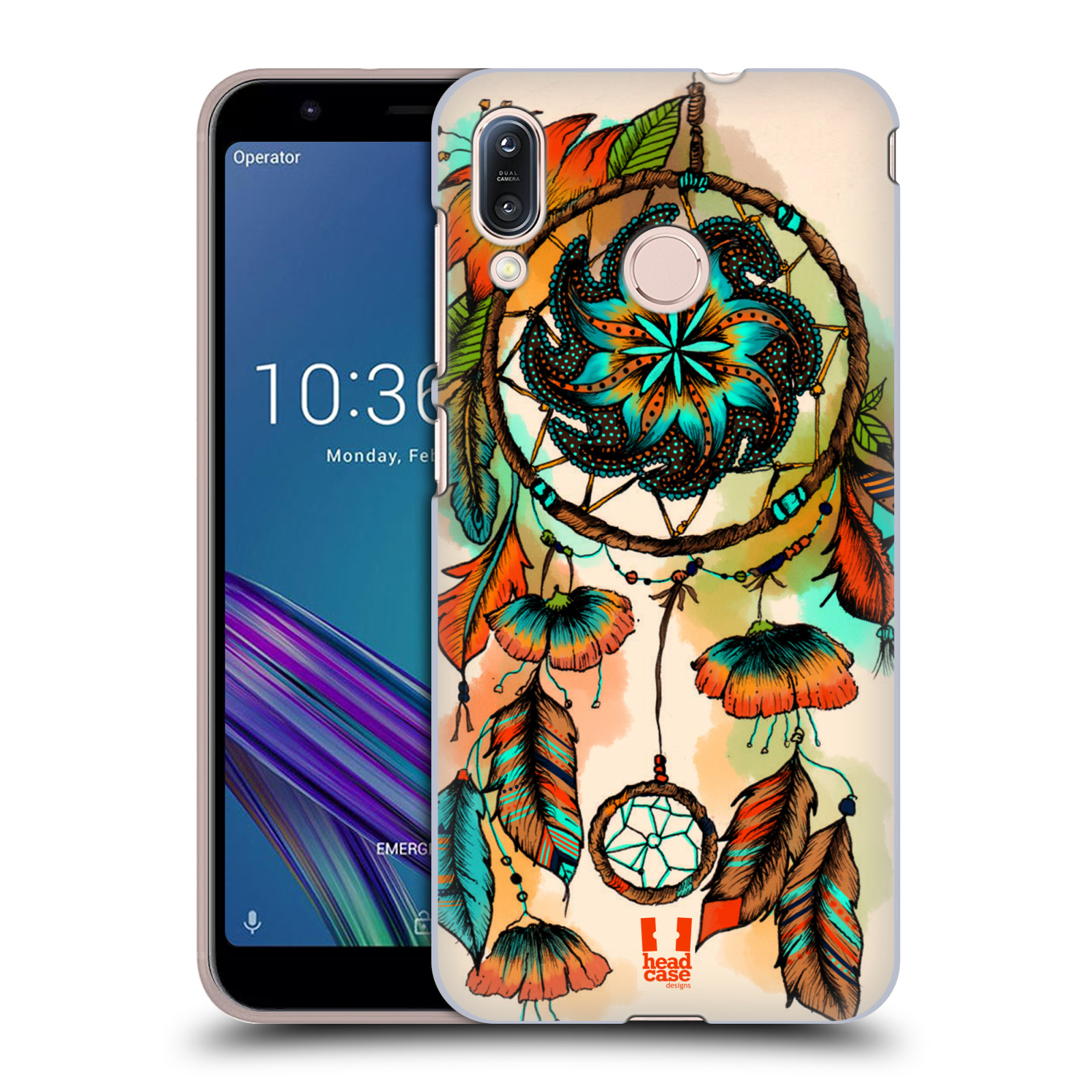 Pouzdro na mobil Asus Zenfone Max M1 (ZB555KL) - HEAD CASE - vzor Květy lapač snů merňka oranžová