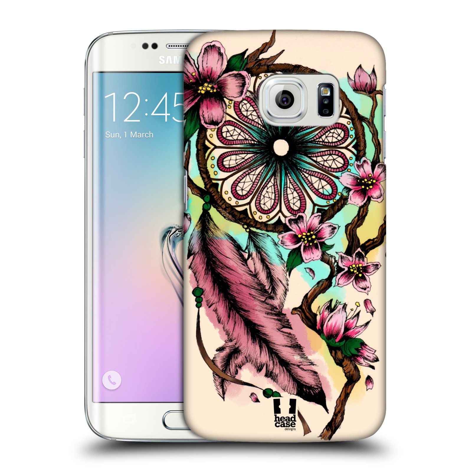 HEAD CASE plastový obal na mobil SAMSUNG Galaxy S6 EDGE (G9250, G925, G925F) vzor Květy lapač snů růžová