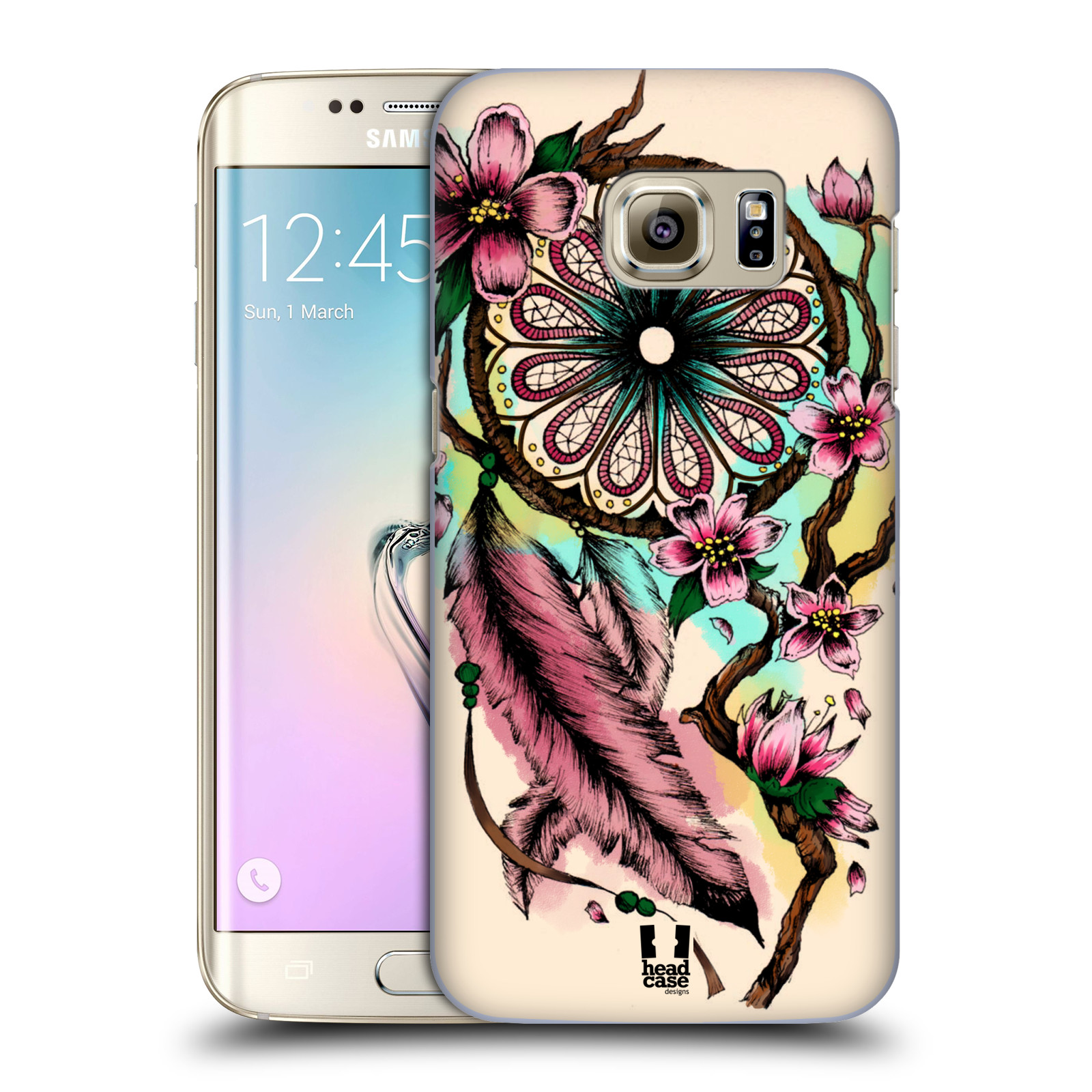 HEAD CASE plastový obal na mobil SAMSUNG GALAXY S7 EDGE vzor Květy lapač snů růžová