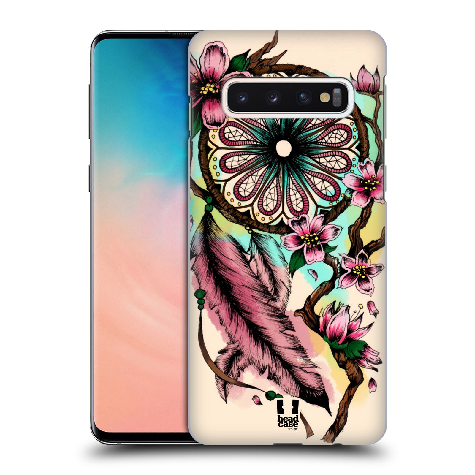 Pouzdro na mobil Samsung Galaxy S10 - HEAD CASE - vzor Květy lapač snů růžová