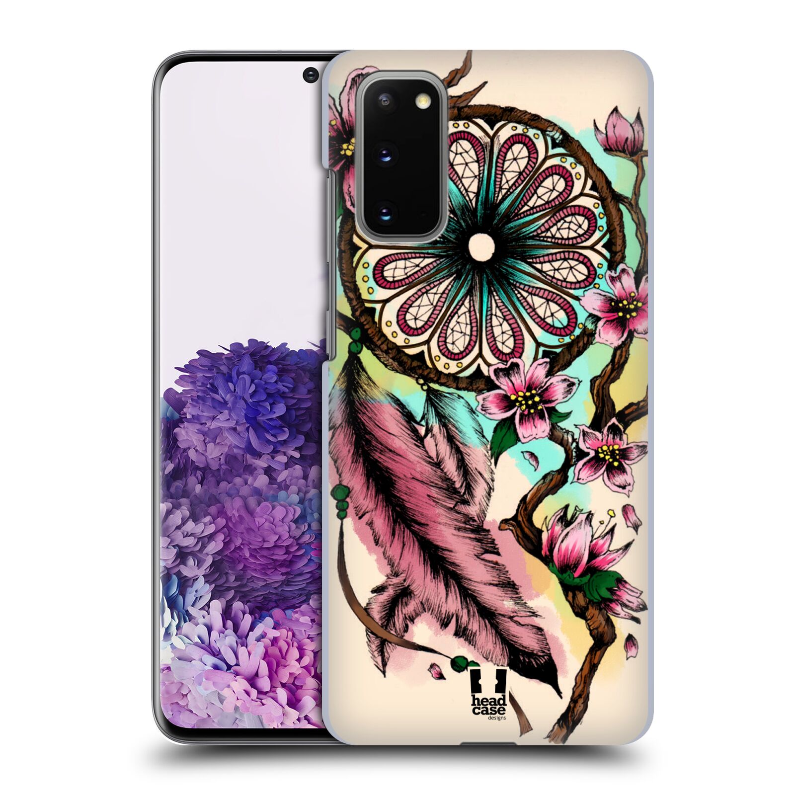 Pouzdro na mobil Samsung Galaxy S20 - HEAD CASE - vzor Květy lapač snů růžová