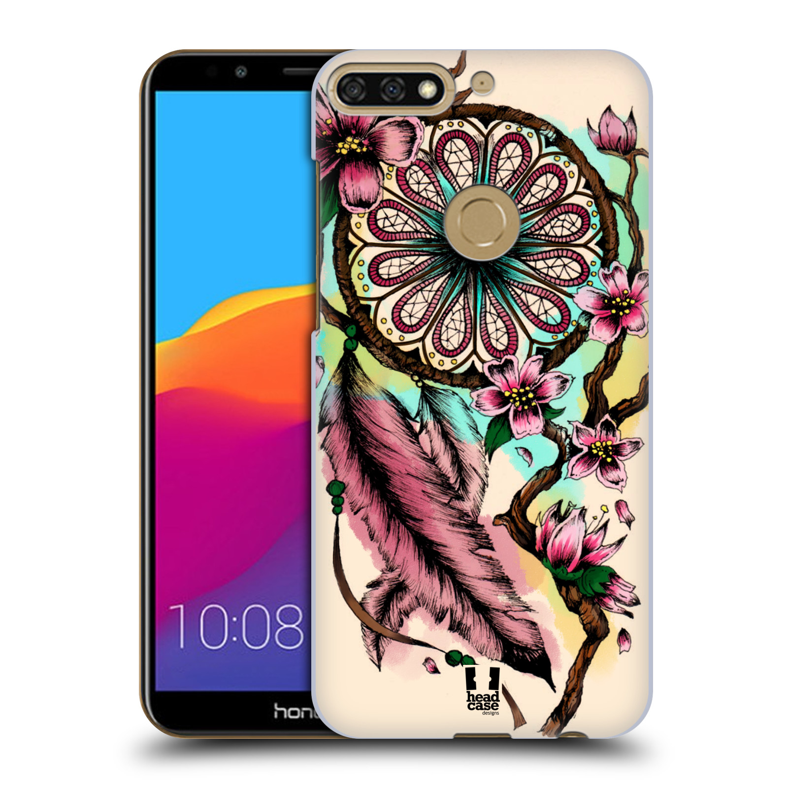 HEAD CASE plastový obal na mobil Honor 7c vzor Květy lapač snů růžová