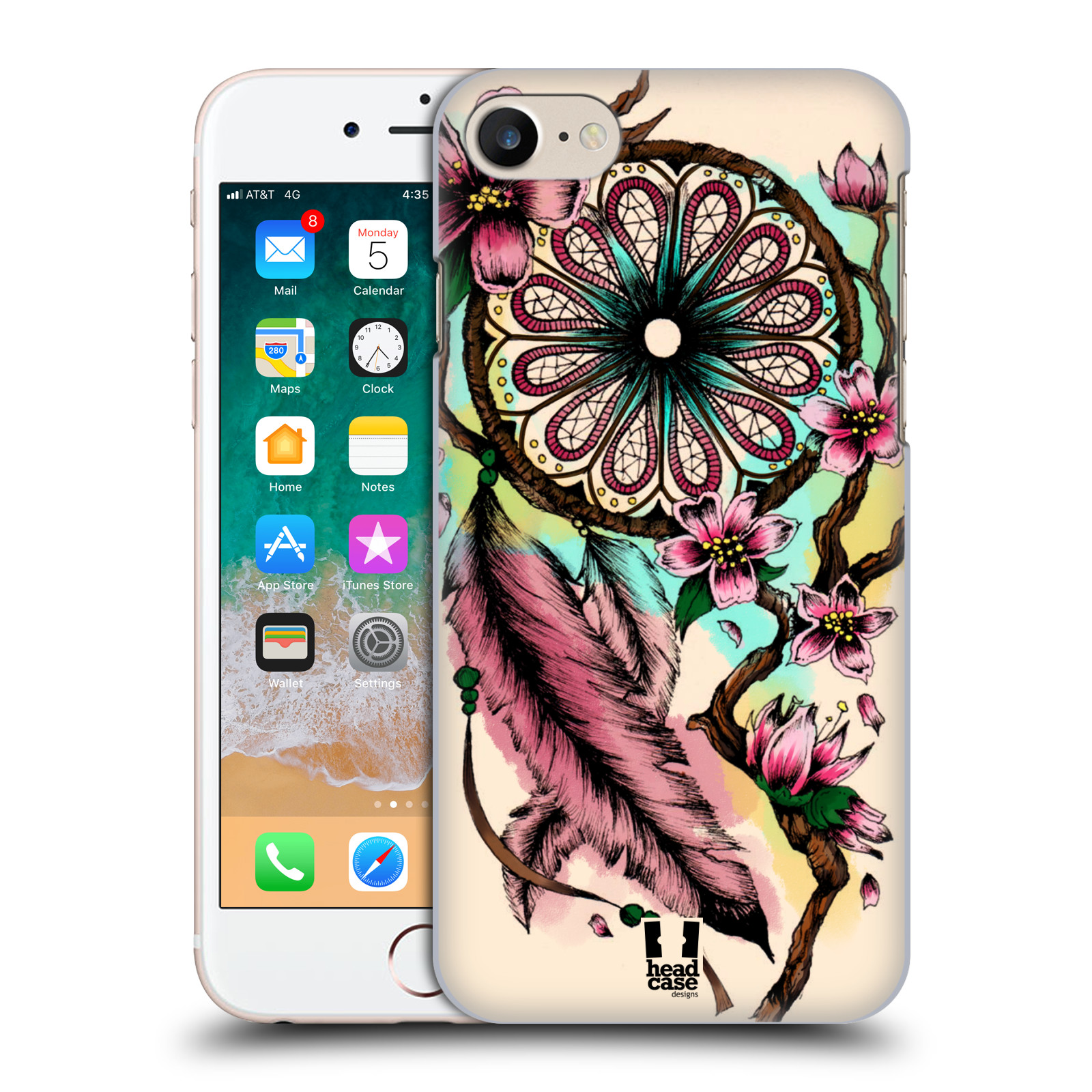 HEAD CASE plastový obal na mobil Apple Iphone 7 vzor Květy lapač snů růžová