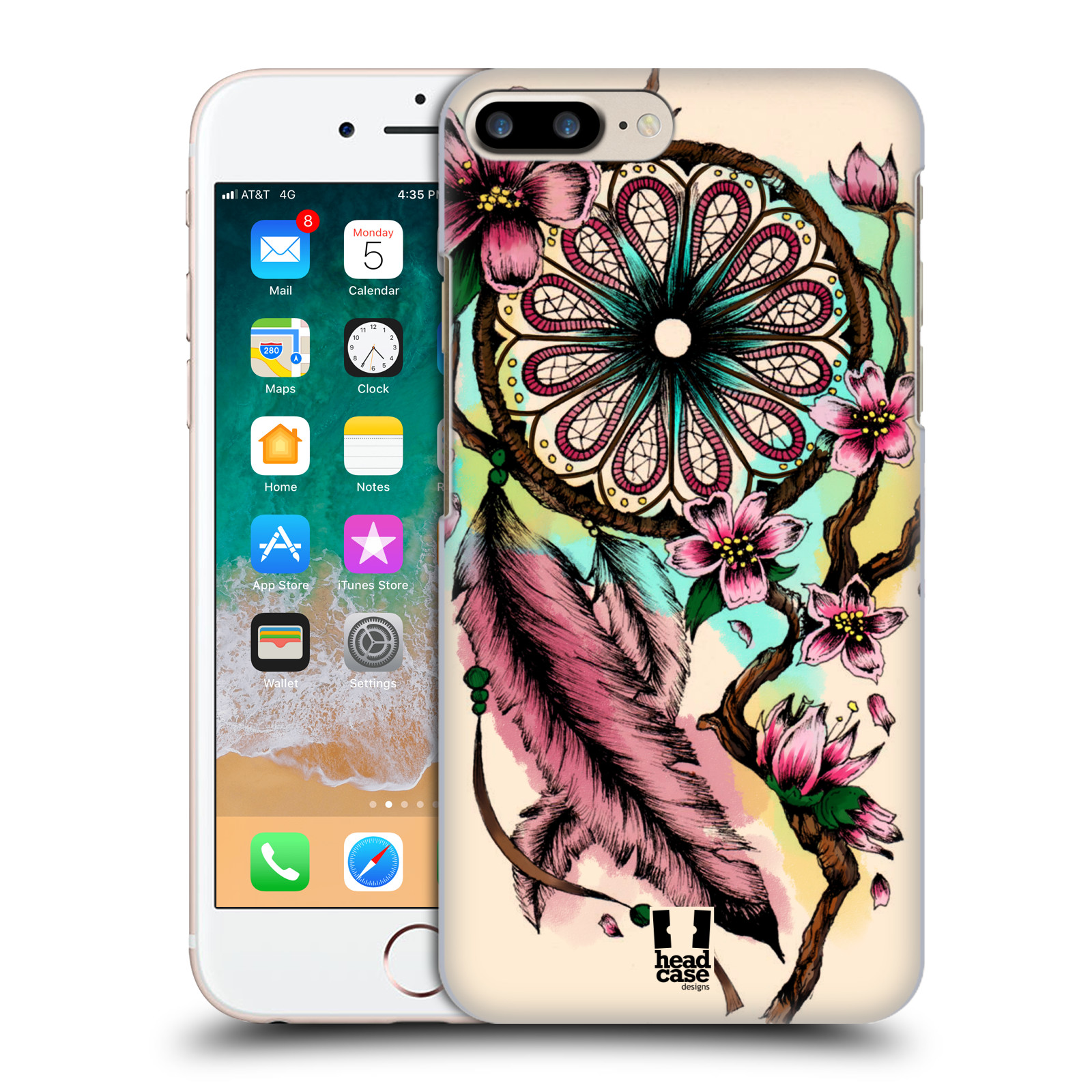 HEAD CASE plastový obal na mobil Apple Iphone 7 PLUS vzor Květy lapač snů růžová