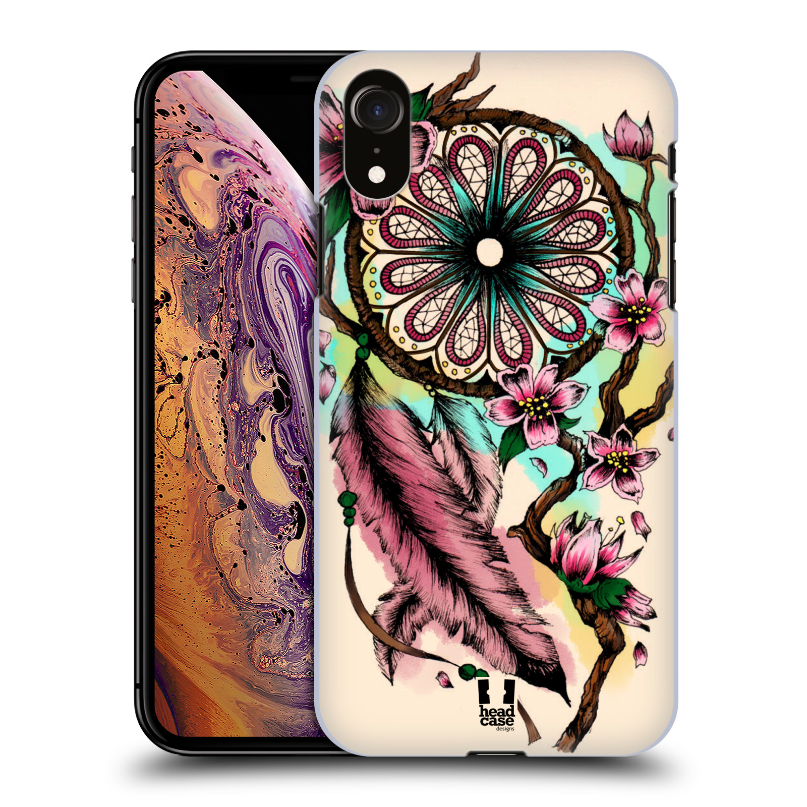 HEAD CASE plastový obal na mobil Apple Iphone XR vzor Květy lapač snů růžová