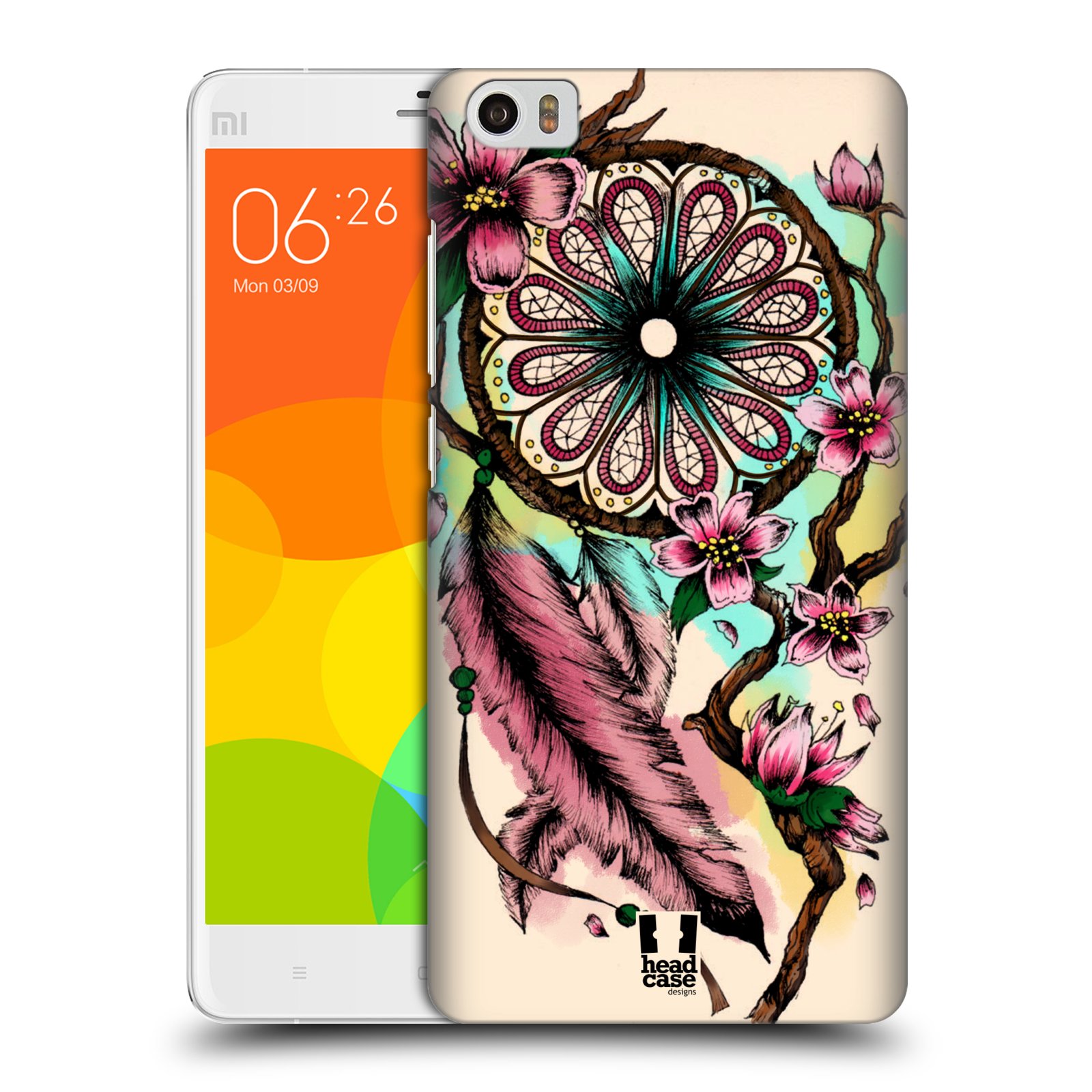 HEAD CASE pevný plastový obal na mobil XIAOMI Mi Note vzor Květy lapač snů růžová