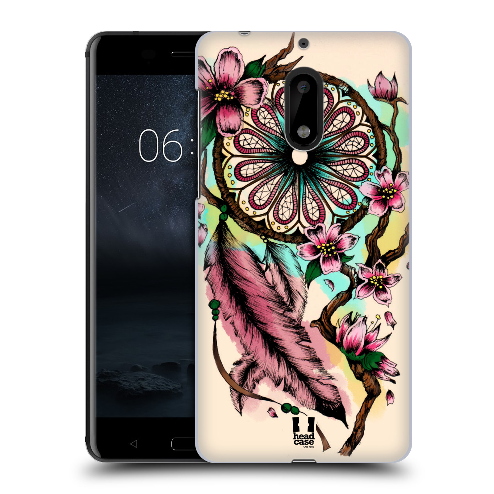 HEAD CASE plastový obal na mobil Nokia 6 vzor Květy lapač snů růžová