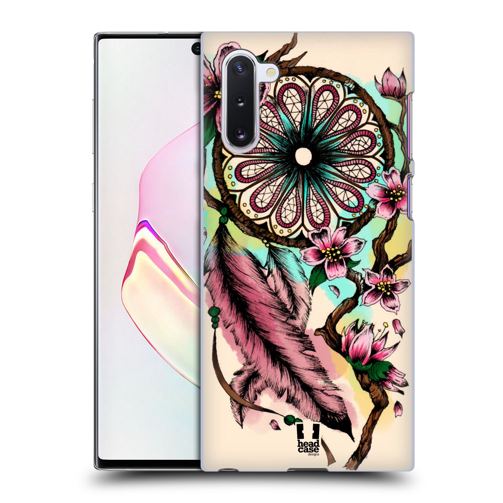 Pouzdro na mobil Samsung Galaxy Note 10 - HEAD CASE - vzor Květy lapač snů růžová