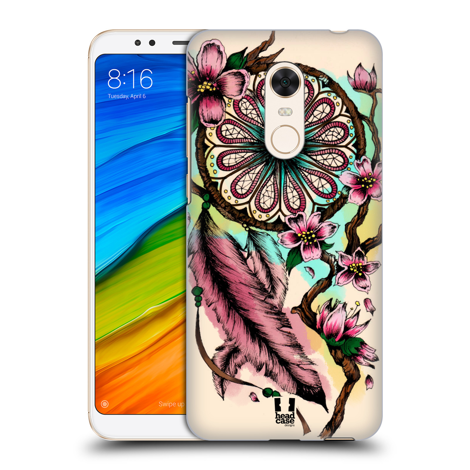 HEAD CASE plastový obal na mobil Xiaomi Redmi 5 PLUS vzor Květy lapač snů růžová