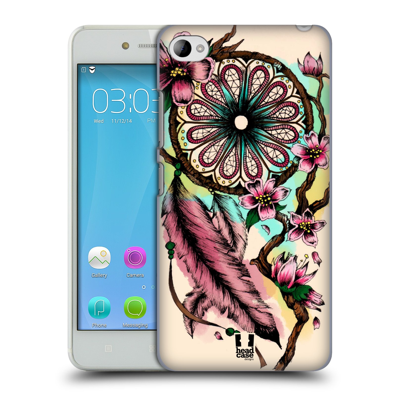 HEAD CASE pevný plastový obal na mobil LENOVO S90 vzor Květy lapač snů růžová