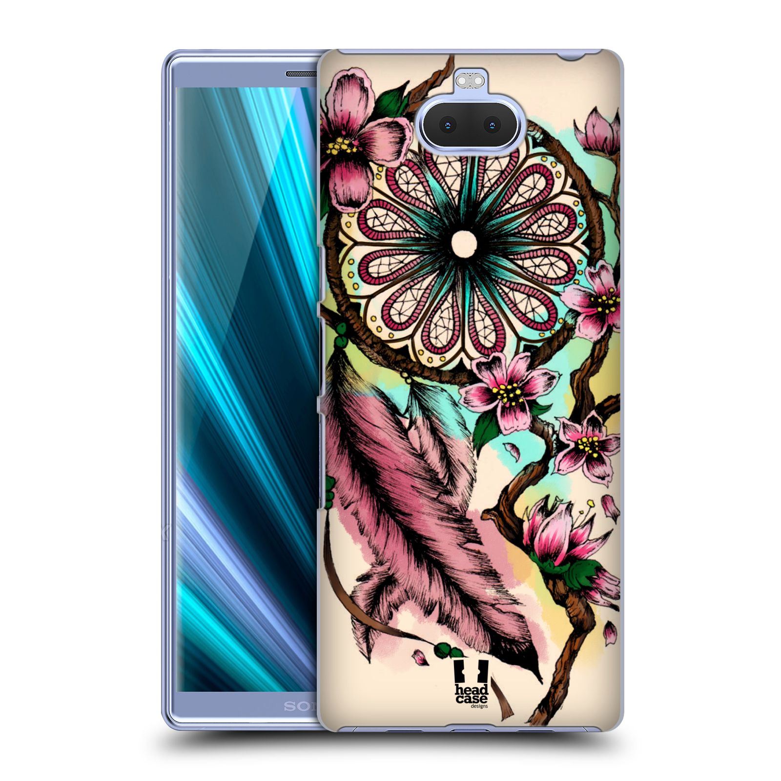 Pouzdro na mobil Sony Xperia 10 - Head Case - vzor Květy lapač snů růžová