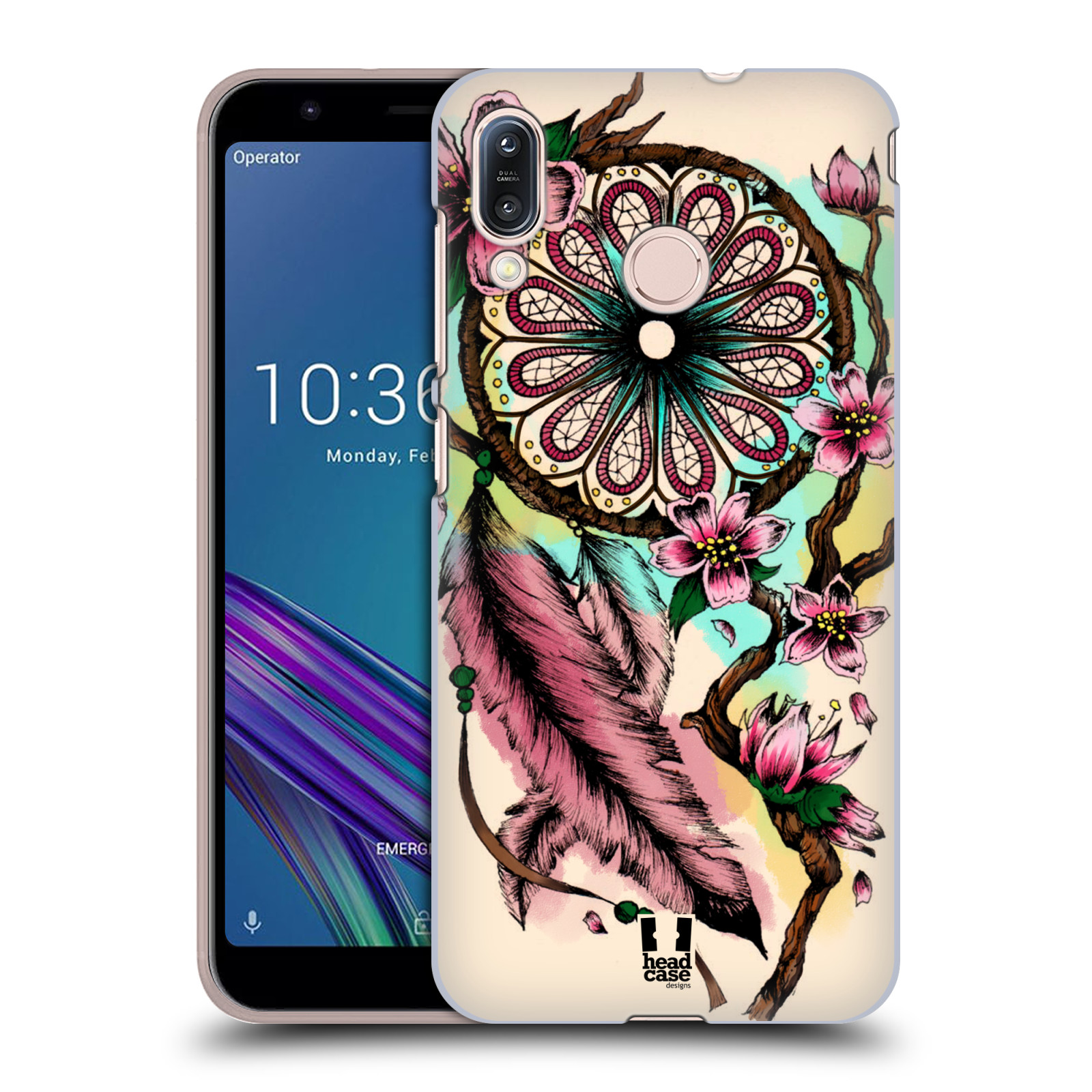 Pouzdro na mobil Asus Zenfone Max M1 (ZB555KL) - HEAD CASE - vzor Květy lapač snů růžová