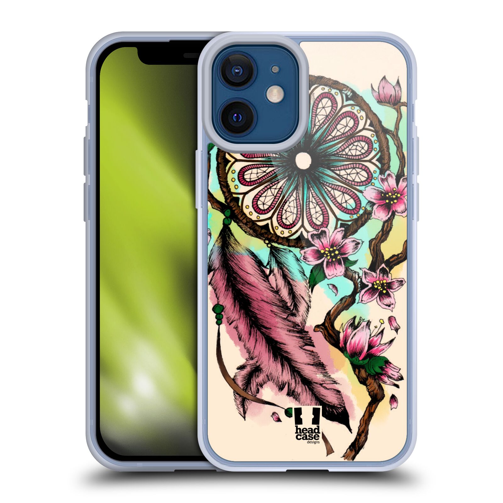 Plastový obal na mobil Apple Iphone 12 MINI vzor Květy lapač snů růžová