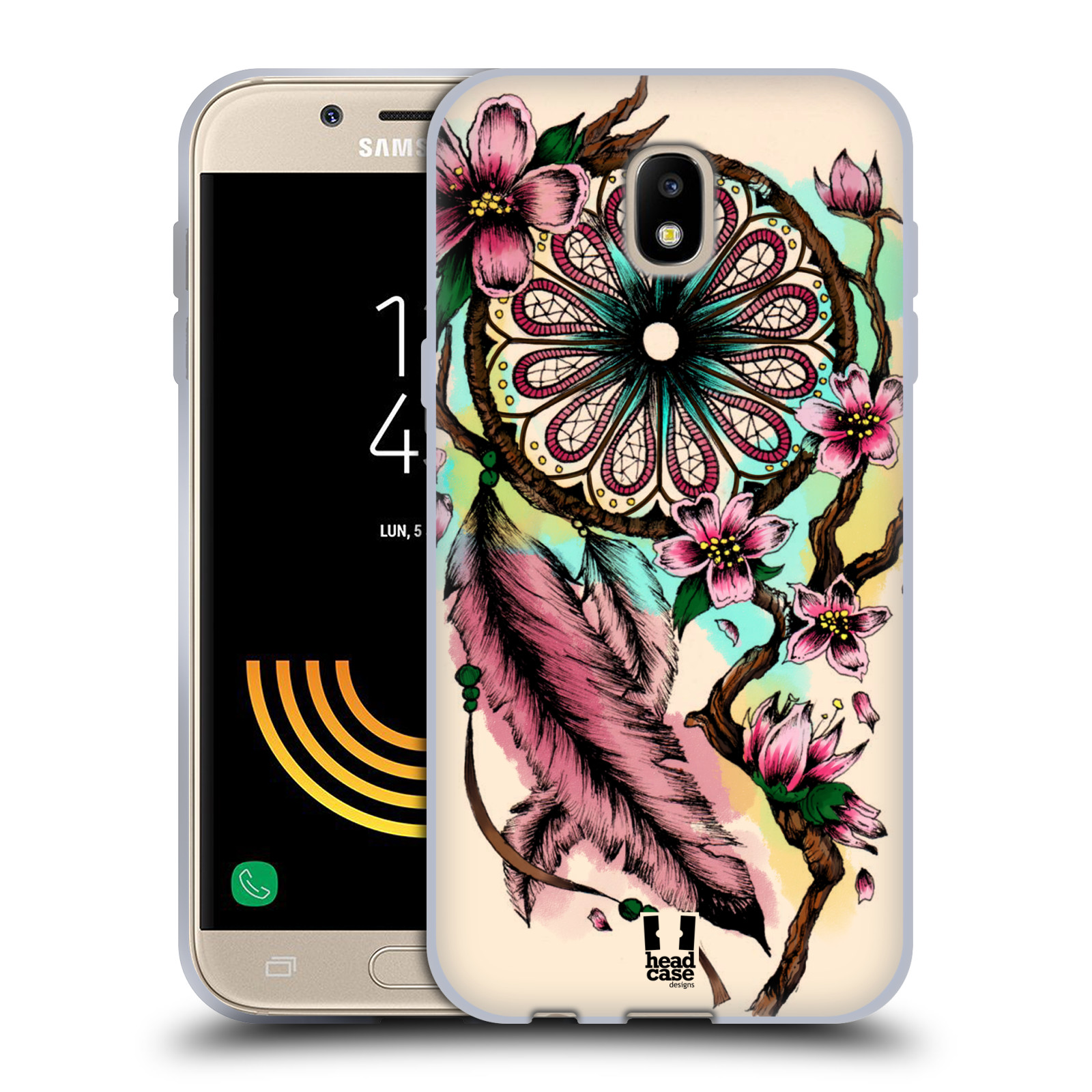 HEAD CASE silikonový obal na mobil Samsung Galaxy J5 2017 vzor Květy lapač snů růžová