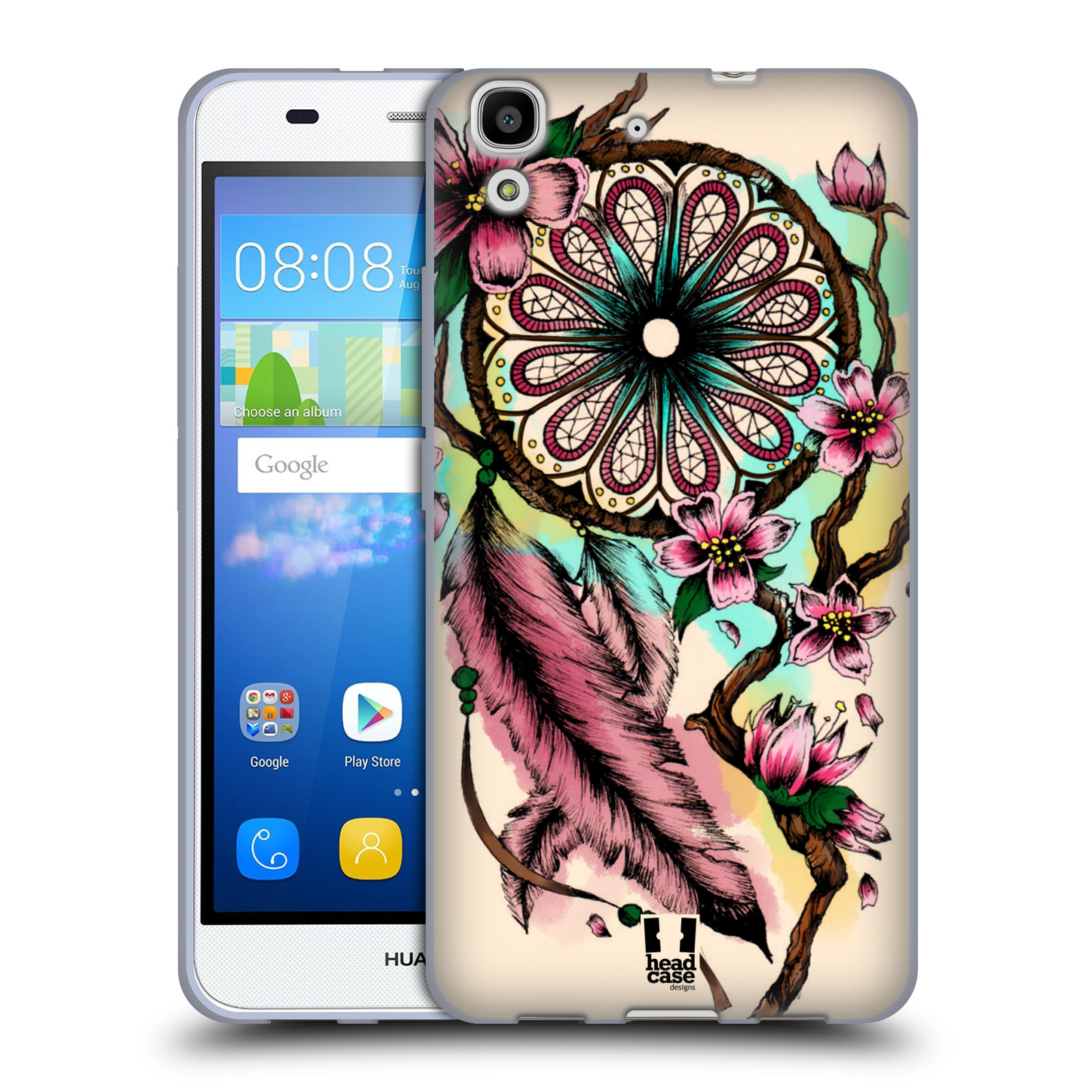 HEAD CASE silikonový obal na mobil HUAWEI Y6 vzor Květy lapač snů růžová