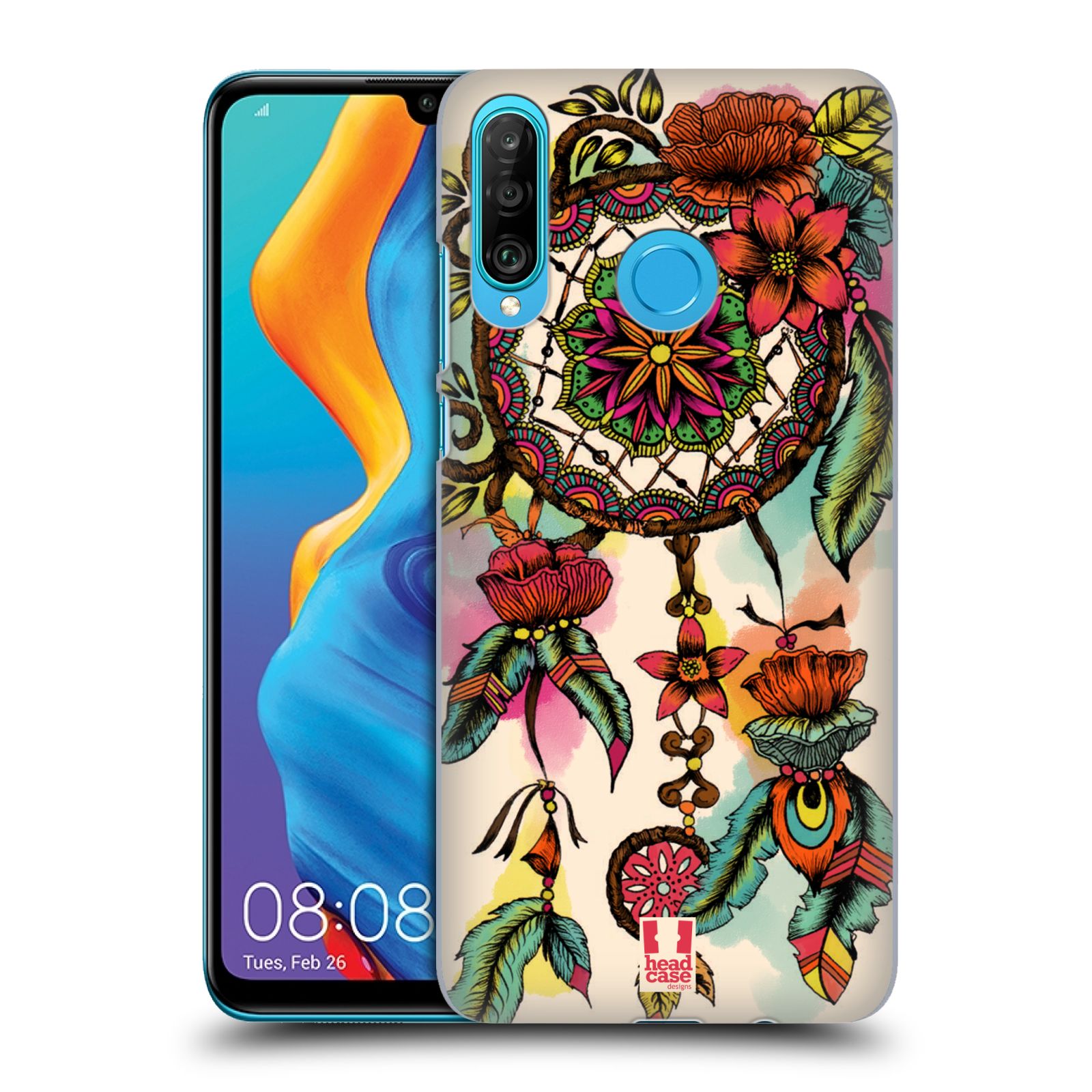 Pouzdro na mobil Huawei P30 LITE - HEAD CASE - vzor Květy lapač snů FLORID
