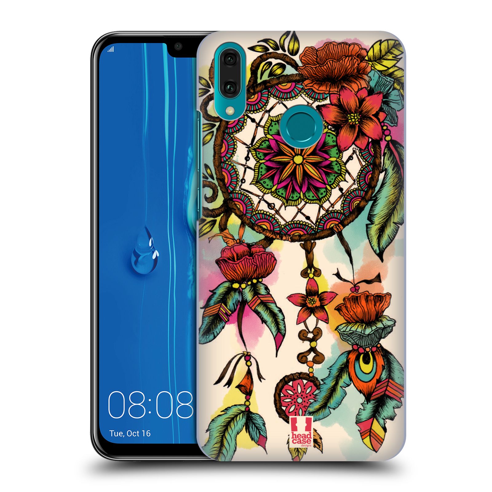 Pouzdro na mobil Huawei Y9 2019 - HEAD CASE - vzor Květy lapač snů FLORID