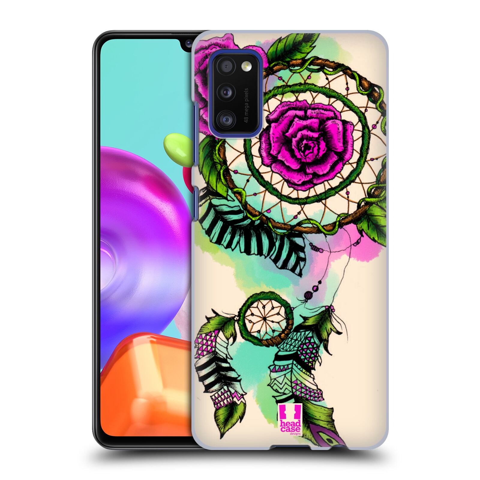 Zadní kryt na mobil Samsung Galaxy A41 vzor Květy lapač snů růže