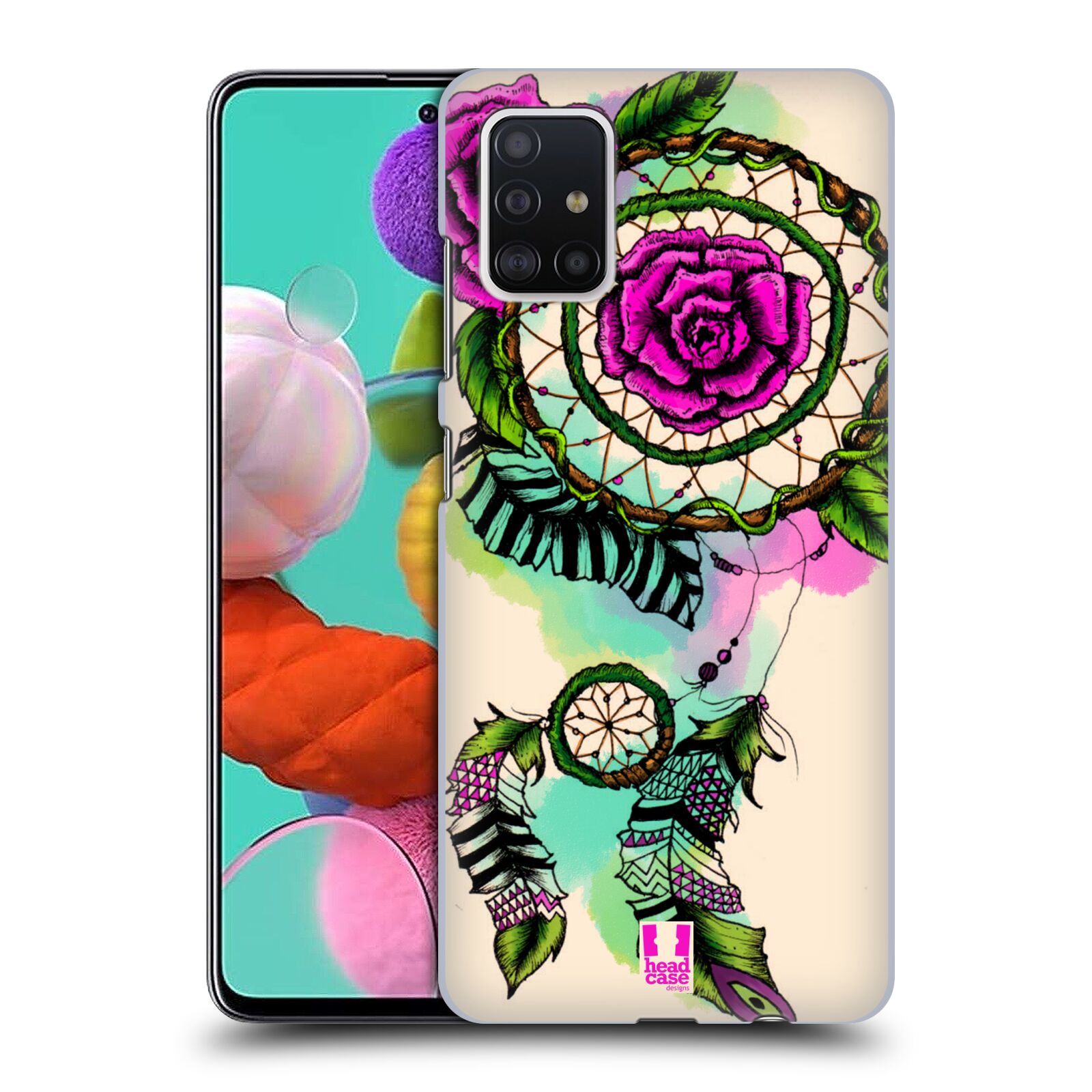 Pouzdro na mobil Samsung Galaxy A51 - HEAD CASE - vzor Květy lapač snů růže