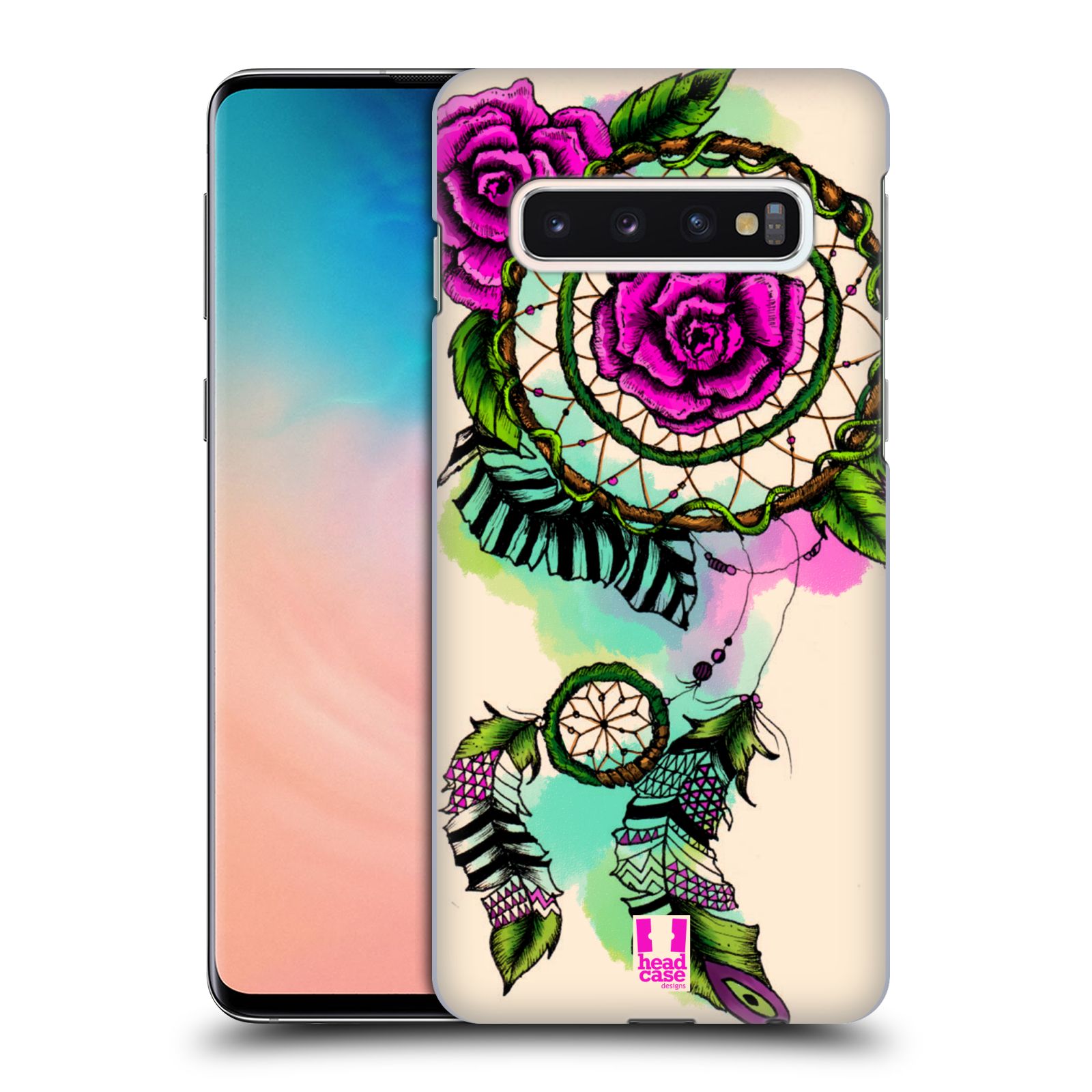 Pouzdro na mobil Samsung Galaxy S10 - HEAD CASE - vzor Květy lapač snů růže