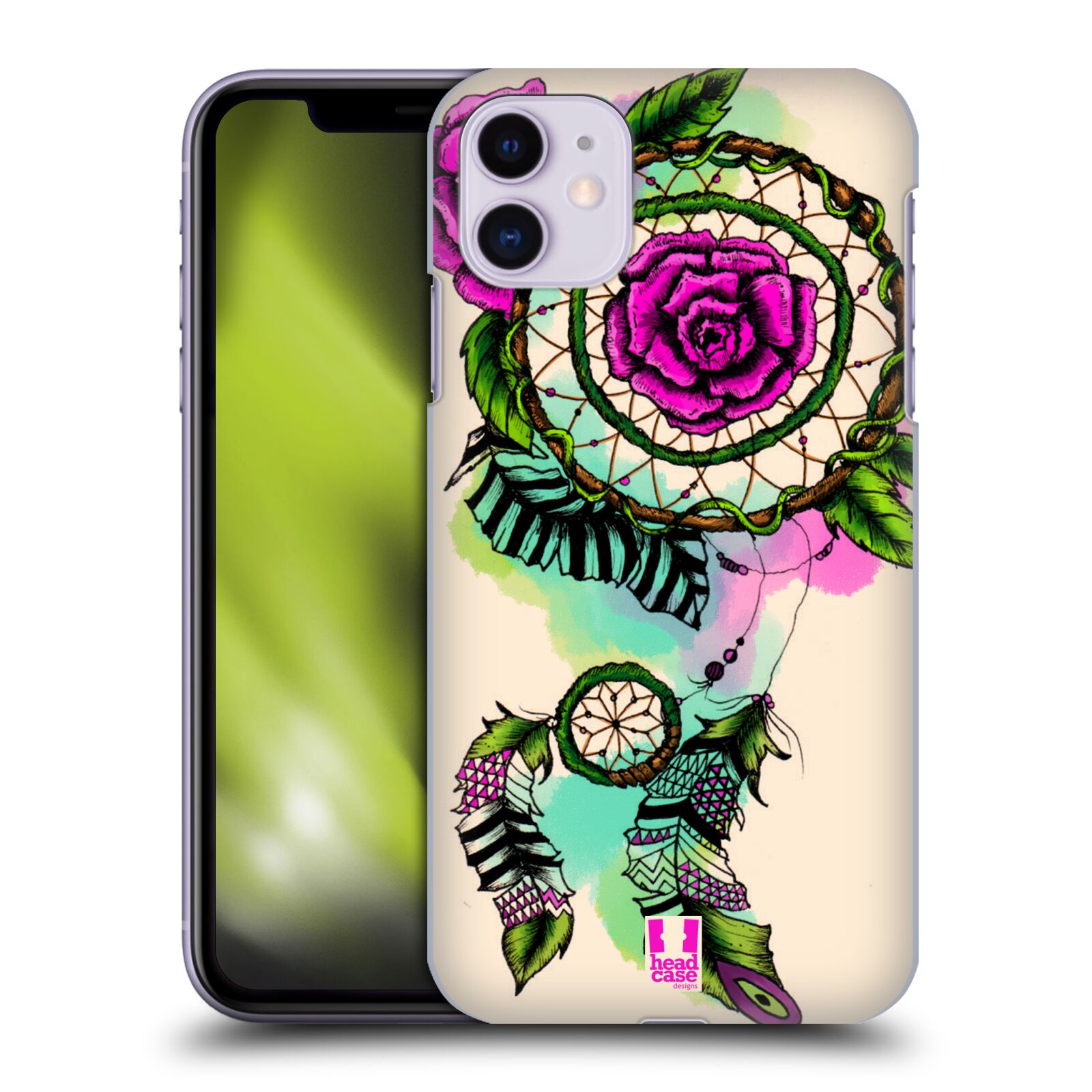 Pouzdro na mobil Apple Iphone 11 - HEAD CASE - vzor Květy lapač snů růže