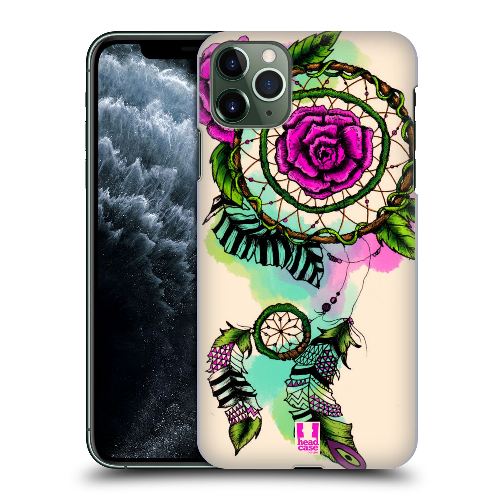 Pouzdro na mobil Apple Iphone 11 PRO MAX - HEAD CASE - vzor Květy lapač snů růže