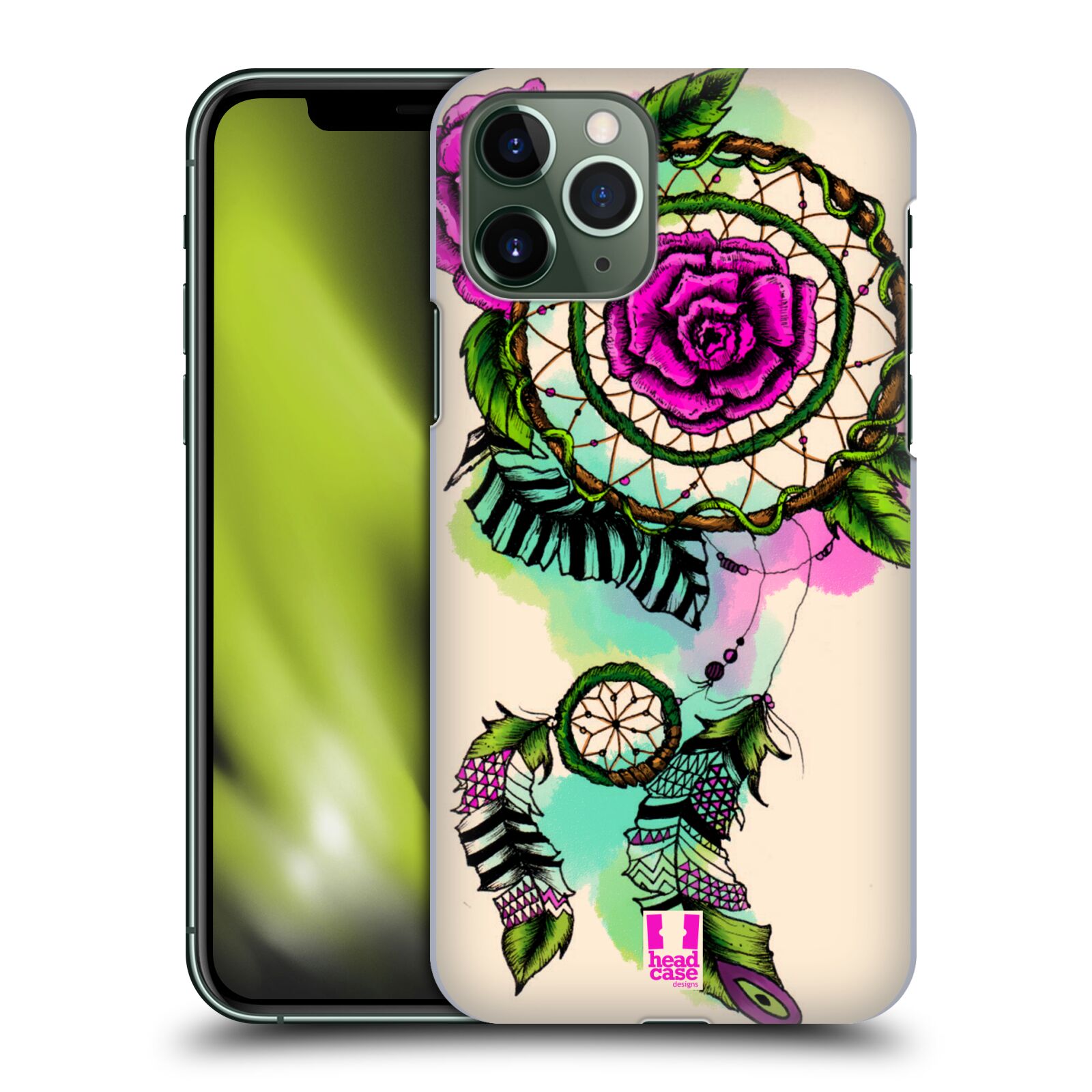 Pouzdro na mobil Apple Iphone 11 PRO - HEAD CASE - vzor Květy lapač snů růže