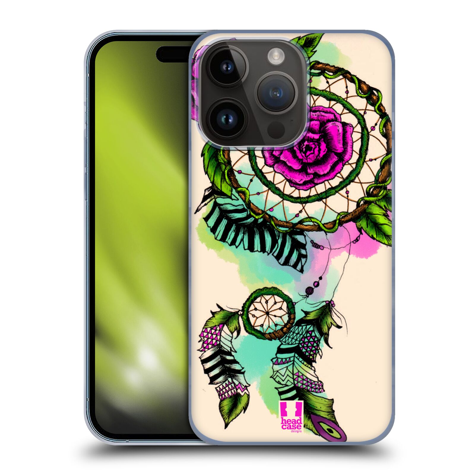 Plastový obal HEAD CASE na mobil Apple Iphone 15 Pro vzor Květy lapač snů růže
