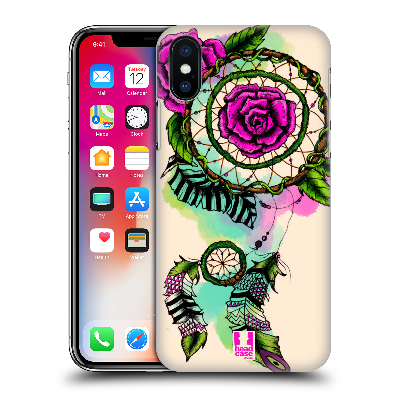 HEAD CASE plastový obal na mobil Apple Iphone X / XS vzor Květy lapač snů růže