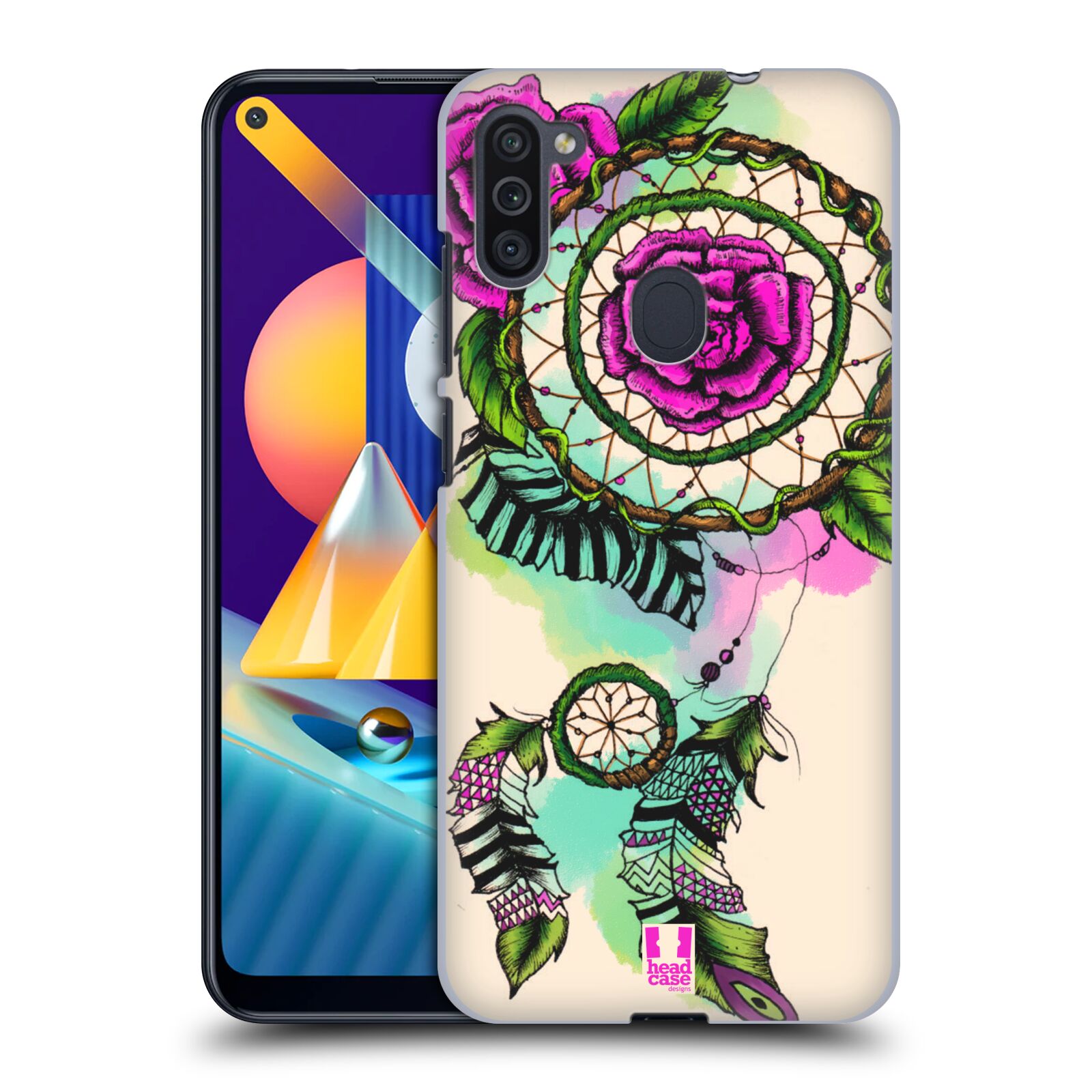 Plastový obal HEAD CASE na mobil Samsung Galaxy M11 vzor Květy lapač snů růže