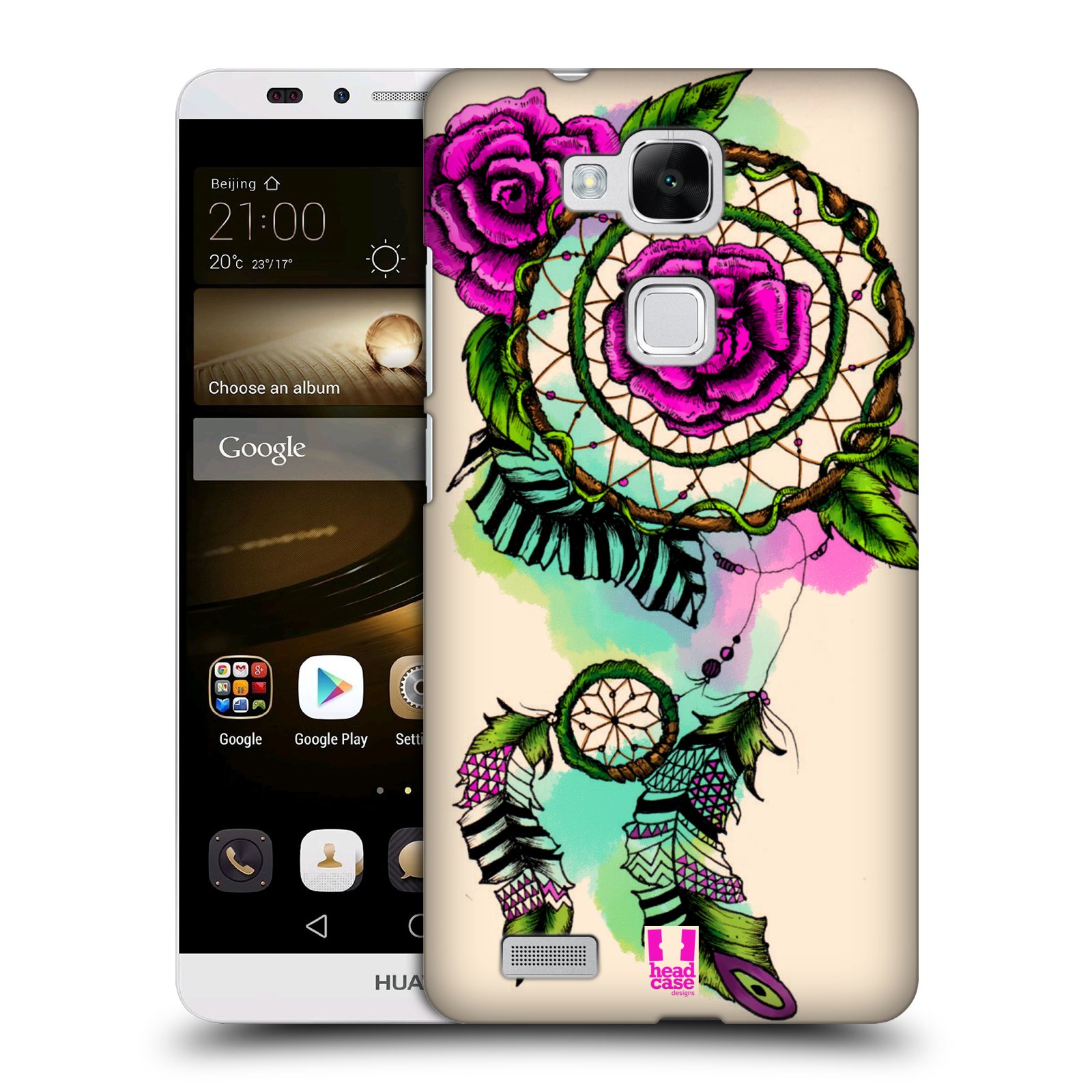 HEAD CASE plastový obal na mobil Huawei Mate 7 vzor Květy lapač snů růže