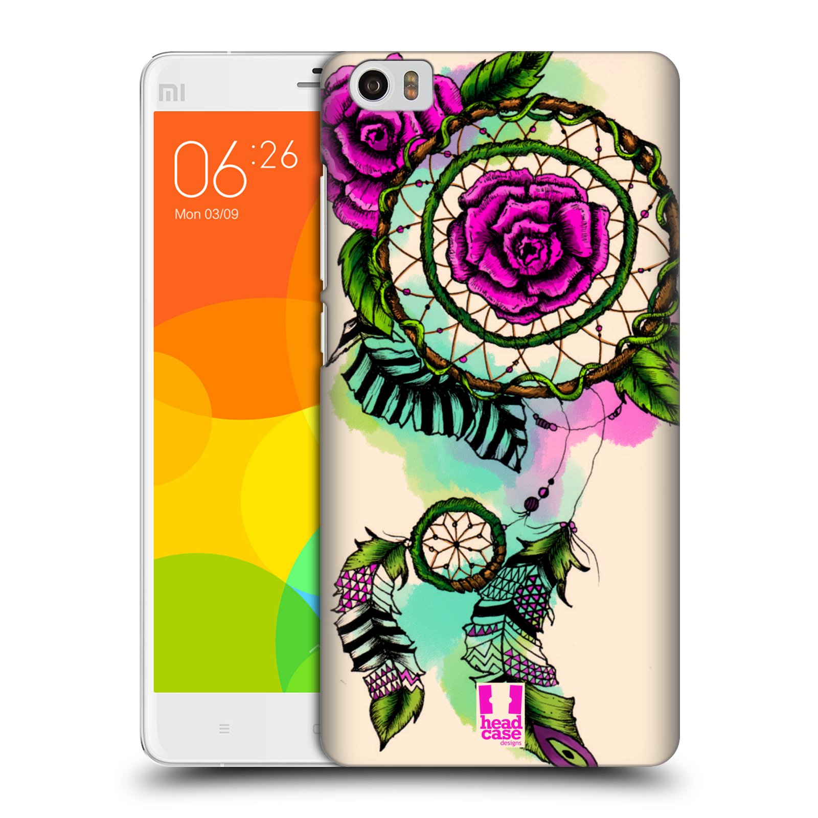 HEAD CASE pevný plastový obal na mobil XIAOMI Mi Note vzor Květy lapač snů růže