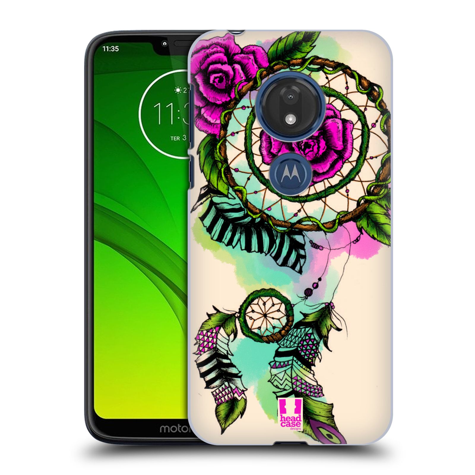 Pouzdro na mobil Motorola Moto G7 Play vzor Květy lapač snů růže