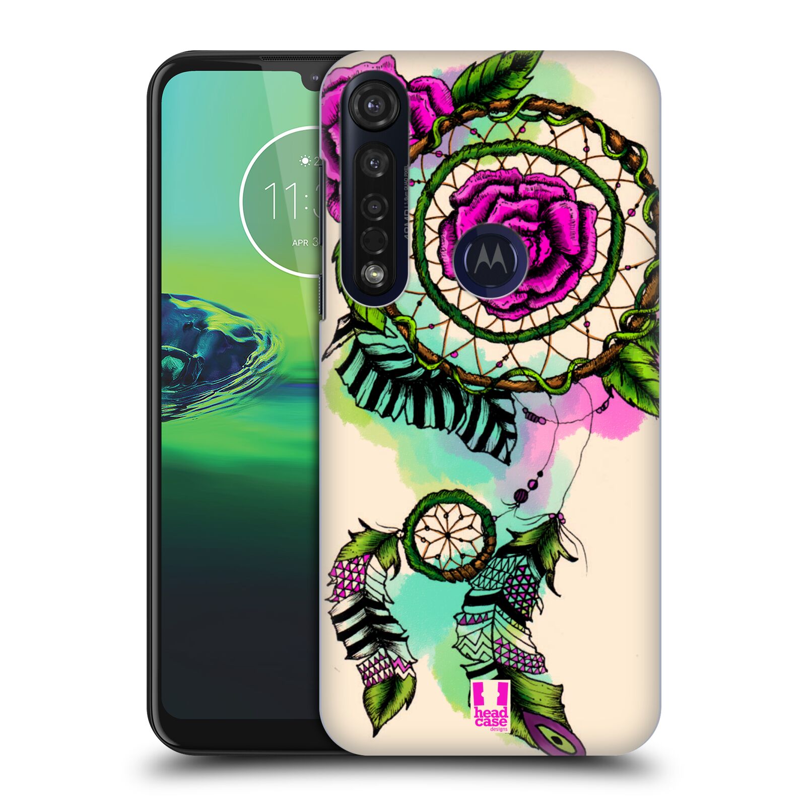 Pouzdro na mobil Motorola Moto G8 PLUS - HEAD CASE - vzor Květy lapač snů růže