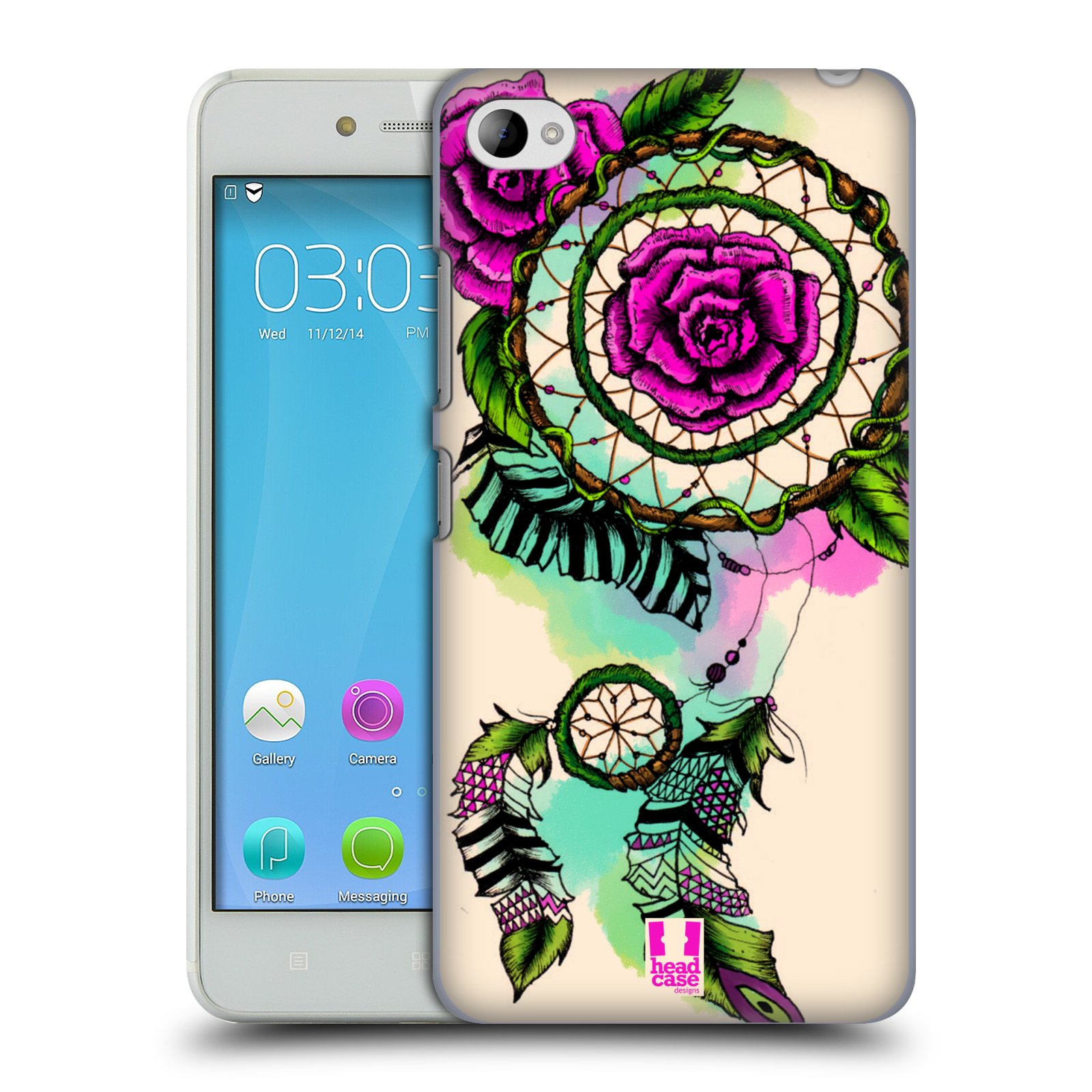 HEAD CASE pevný plastový obal na mobil LENOVO S90 vzor Květy lapač snů růže