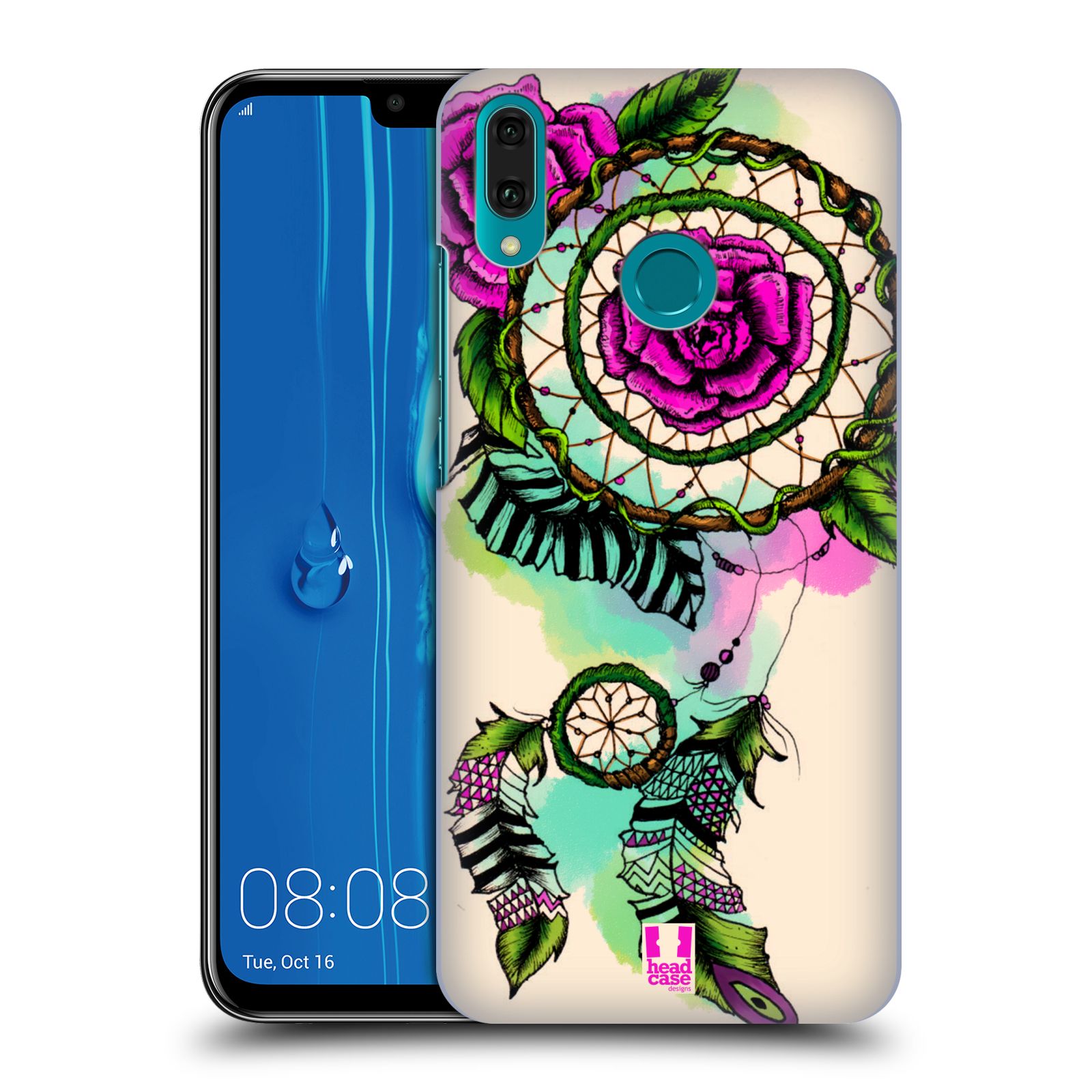 Pouzdro na mobil Huawei Y9 2019 - HEAD CASE - vzor Květy lapač snů růže
