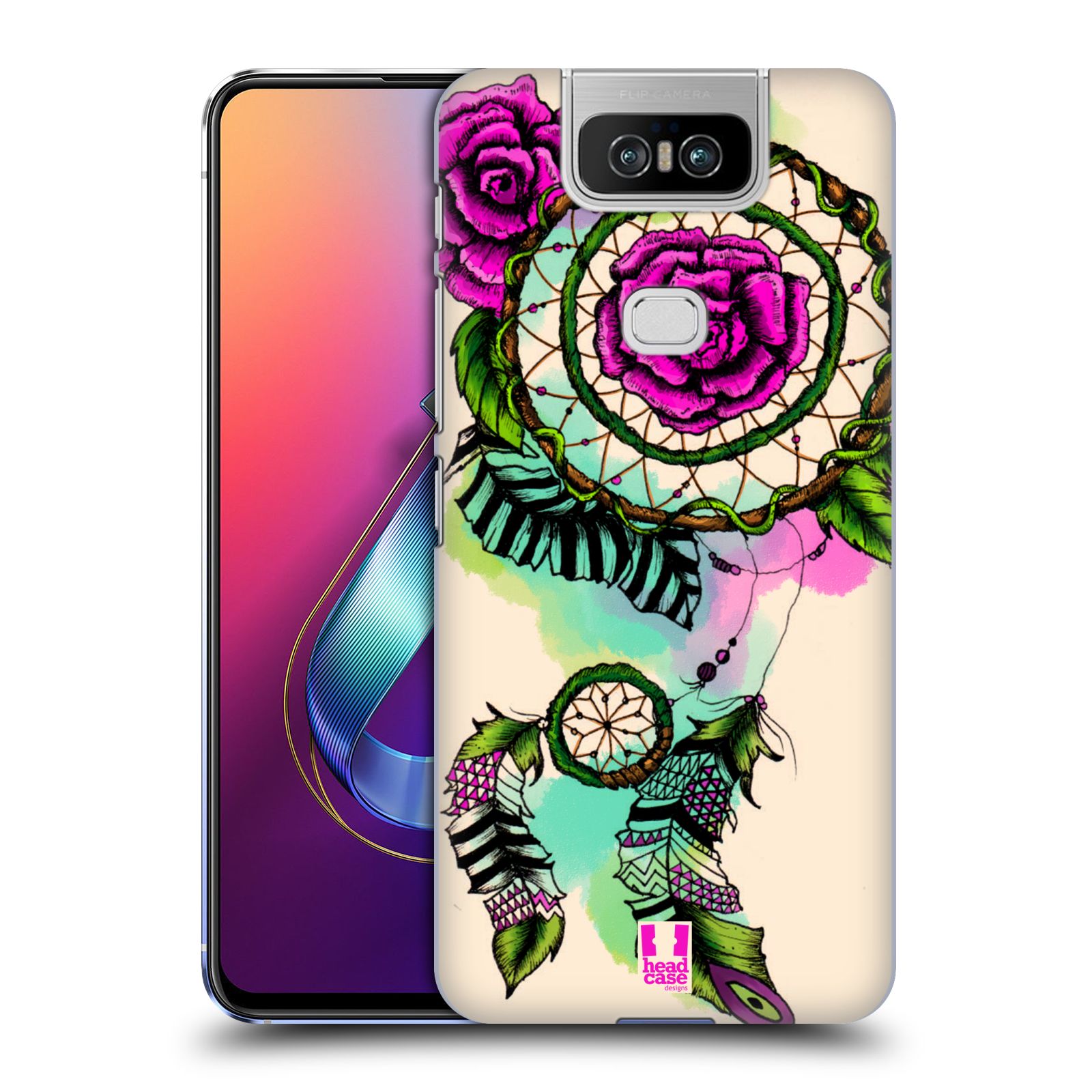 Pouzdro na mobil Asus Zenfone 6 ZS630KL - HEAD CASE - vzor Květy lapač snů růže
