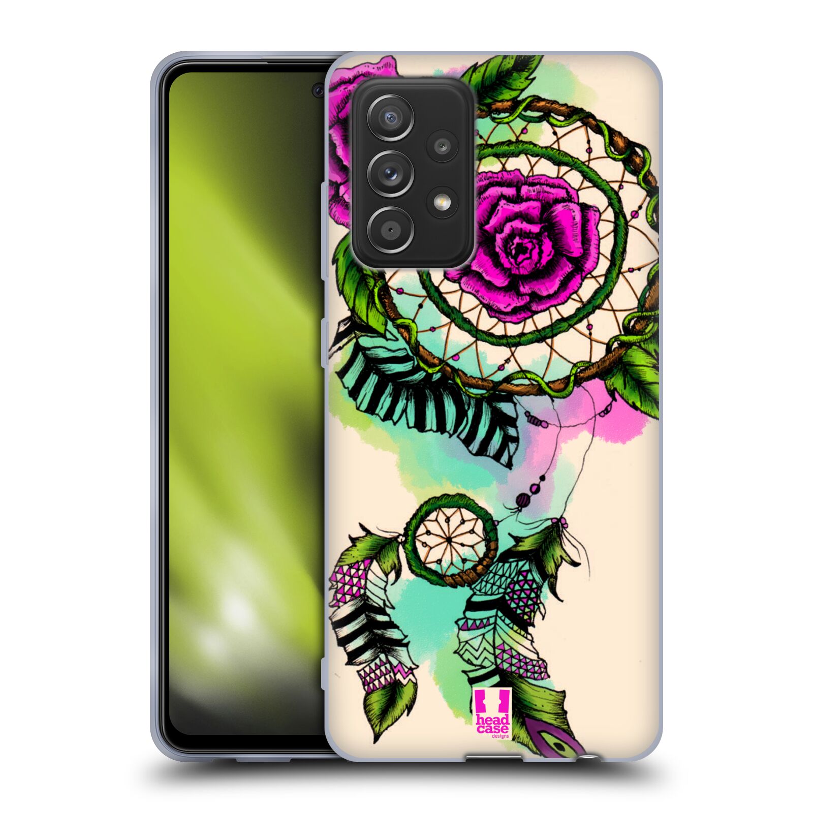Plastový obal HEAD CASE na mobil Samsung Galaxy A52 / A52 5G / A52s 5G vzor Květy lapač snů růže