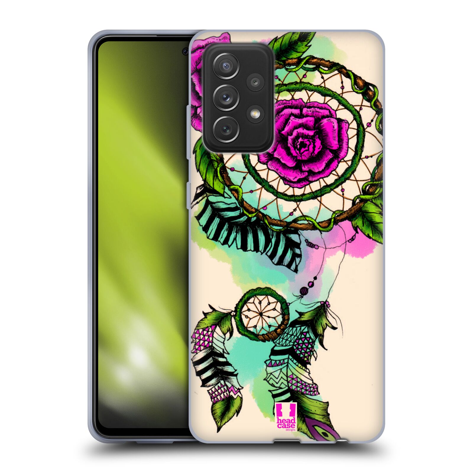 Plastový obal HEAD CASE na mobil Samsung Galaxy A72 / A72 5G vzor Květy lapač snů růže