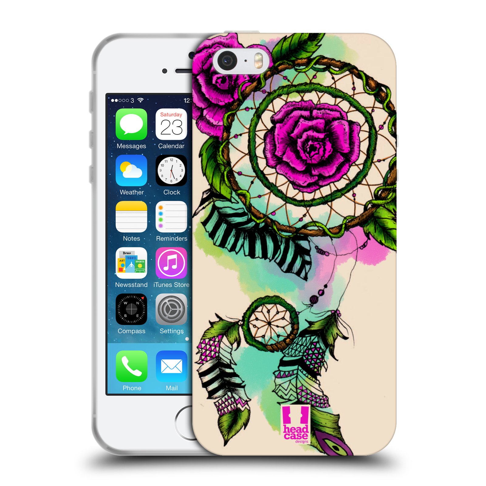 HEAD CASE silikonový obal na mobil Apple Iphone 5/5S vzor Květy lapač snů růže