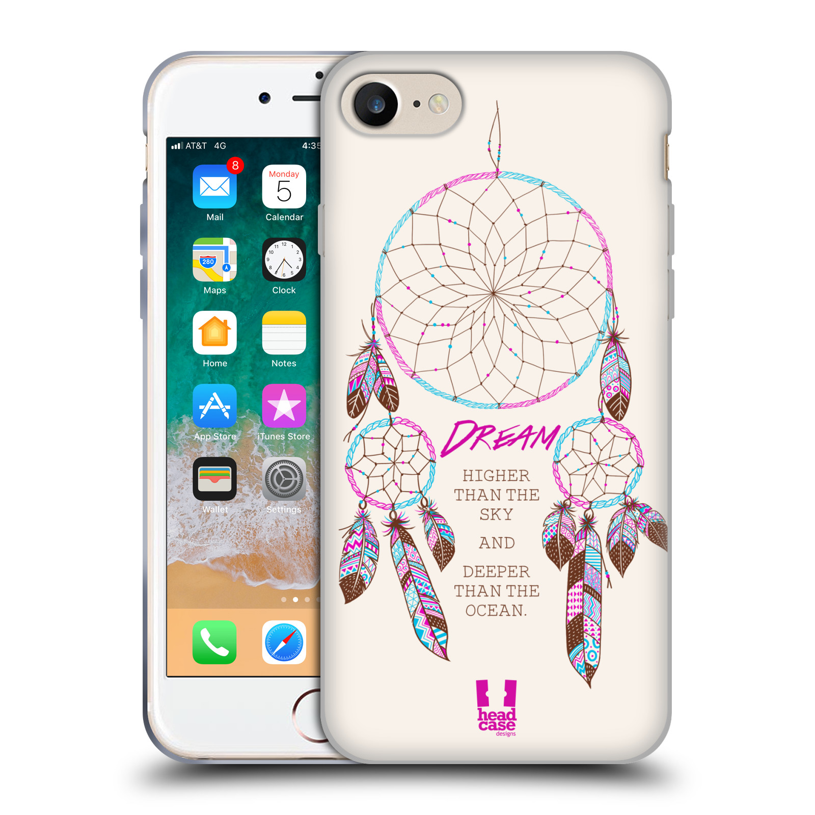 HEAD CASE silikonový obal na mobil Apple Iphone 7 vzor Lapač snů růžová